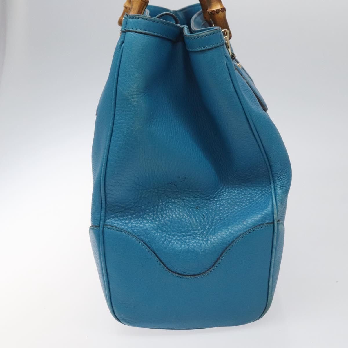 Gucci GUCCI Bamboo Hand Bag Leather Blue Gold Size ONE SIZE - 3 Thumbnail