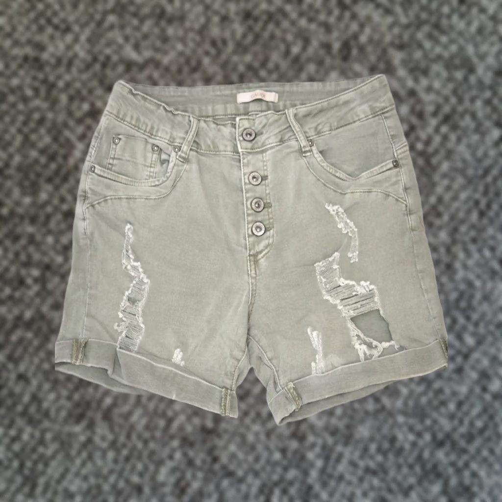 Denime GAUDI Womens Grey Distressed Denim Shorts UK 18 XL W34 Cotton Size 40" / US 18 - 1 Thumbnail