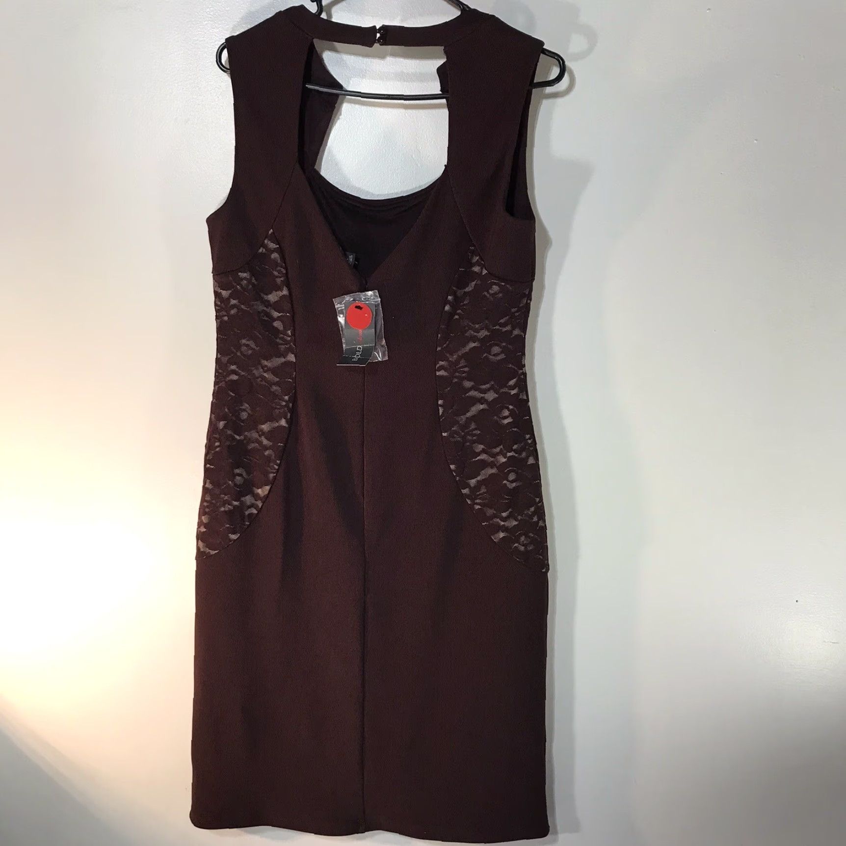Vintage Bold Elements Burgundy Sheath Dress Women's Size L Knee Length Party Workwear Size L / US 10 / IT 46 - 3 Thumbnail