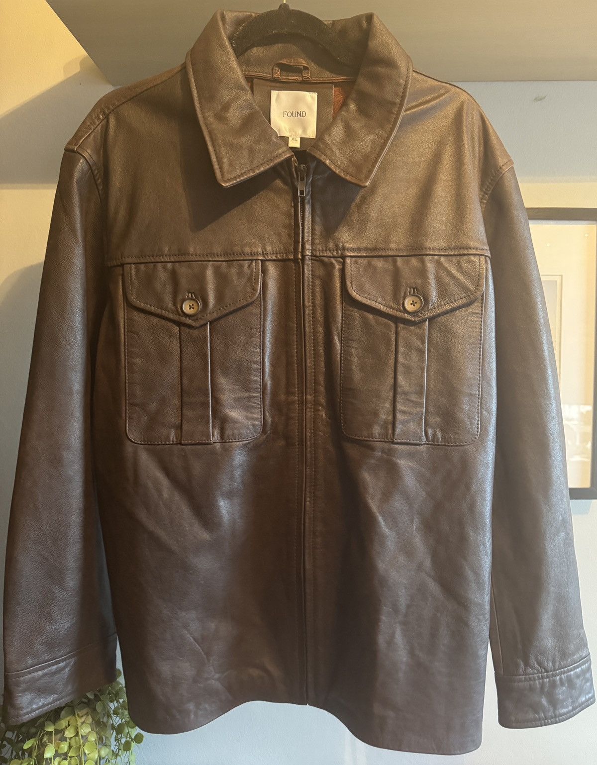 Vintage FOUND Sepia Leather Overshirt Size US XL / EU 56 / 4 - 3 Thumbnail