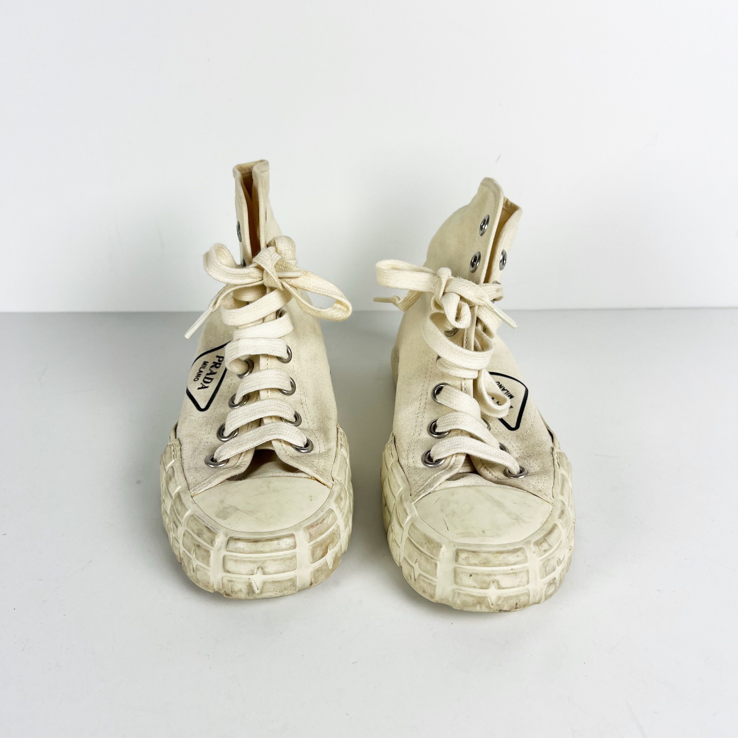 Prada Prada Women's Cotton Canvas High Top Size US 8.5 / IT 38.5 - 2 Thumbnail