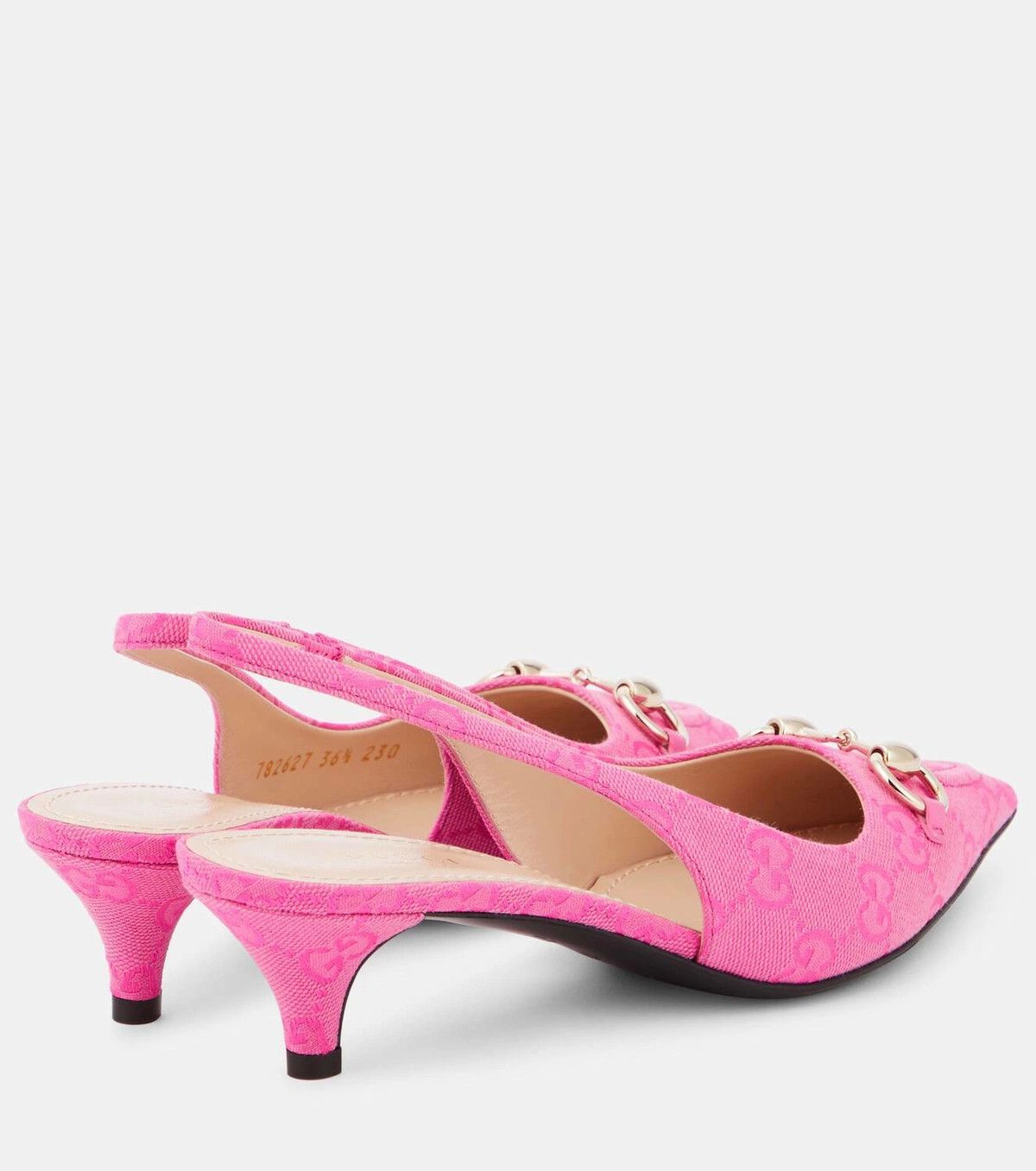 Gucci o1loc1c0226 Horsebit GG Canvas Slingback Pumps in Pink Size US 7 / IT 37 - 2 Thumbnail