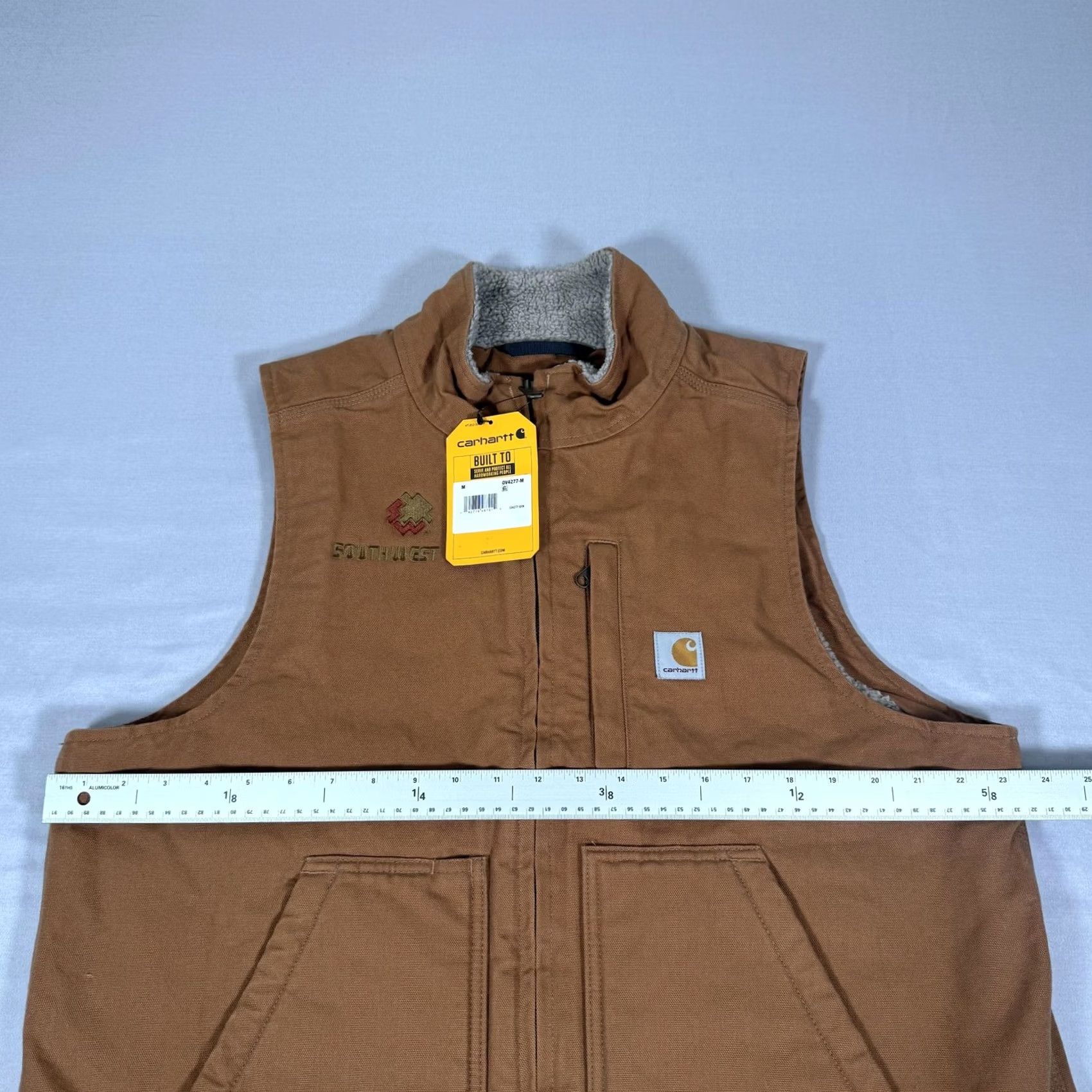Carhartt Carhartt Vest Mens M Brown Duck Canvas Sherpa Lined Zip Up Work Vest Size US M / EU 48-50 / 2 - 6 Thumbnail