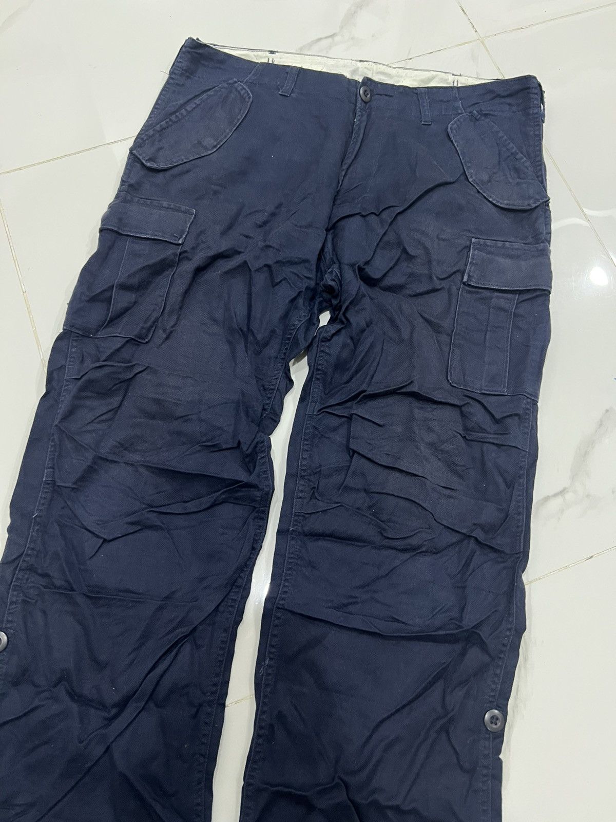 Japanese Brand Dark Blue Adjustable Waist Tactical Cargo Pants Size US 32 / EU 48 - 4 Thumbnail