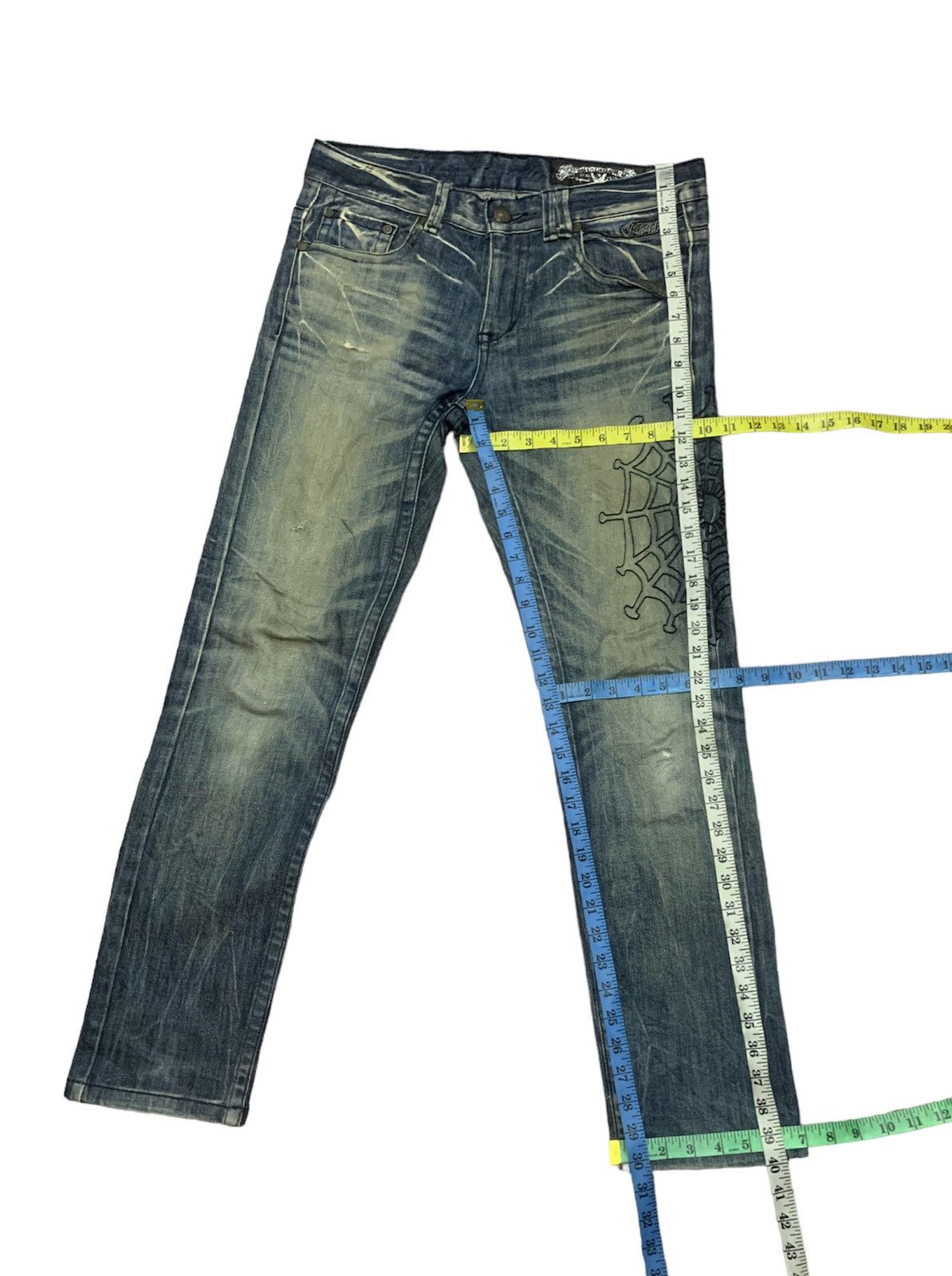 If Six Was Nine Red Pepper Embroidered Skull Jeans Size US 33 - 22 Thumbnail