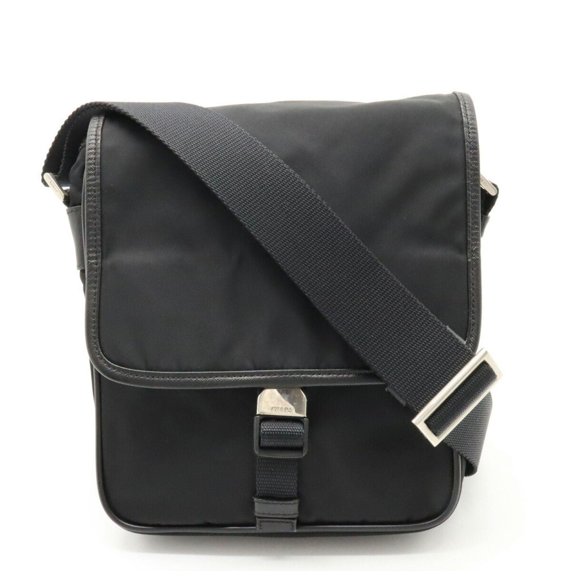 image of Prada Shoulder Bag Pochette Nylon Leather Nero Black 2Vd770, Women's