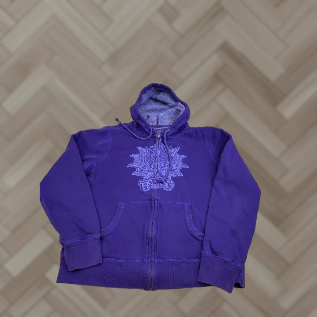 Lucky Brand VINTAGE Lucky Brand Jacket Womens L Purple Lotus Peace Embroidered Y2K Boho Hippie Bohemian Pockets 12420 Size L / US 10 / IT 46 - 1 Thumbnail