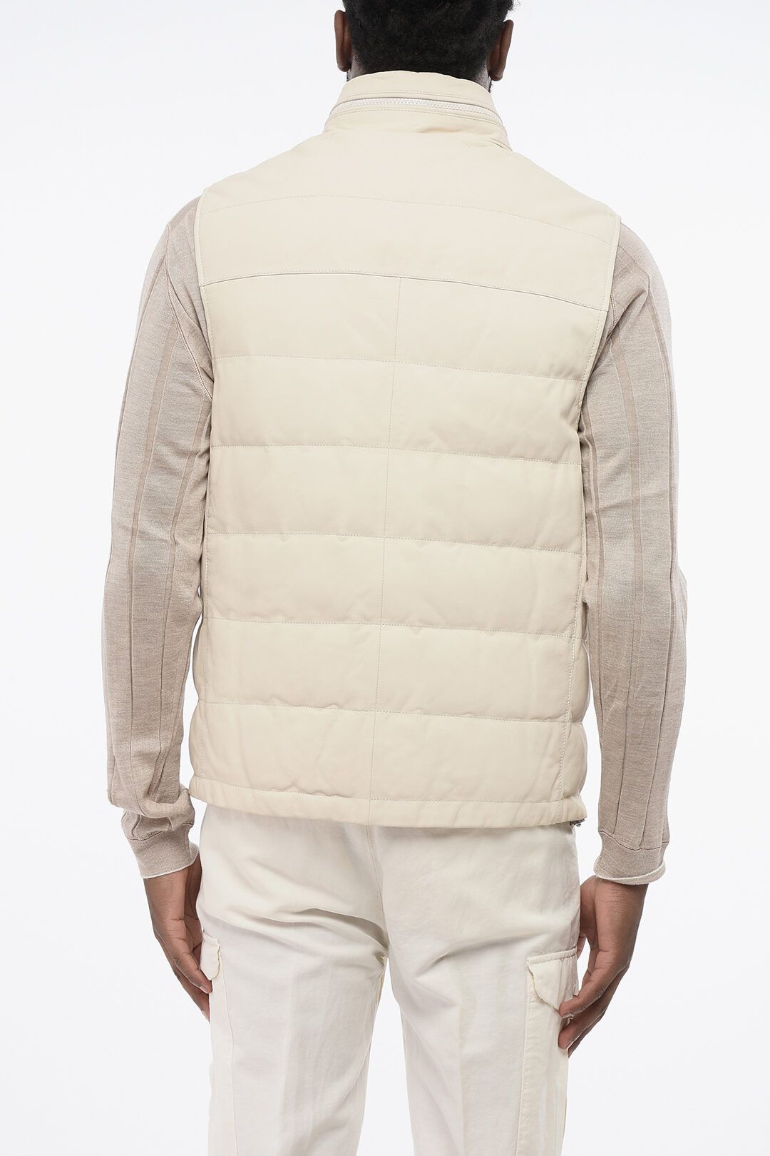 Brunello Cucinelli og1mm0725 Leather Vest in Beige Size US XS / EU 42 / 0 - 2 Thumbnail