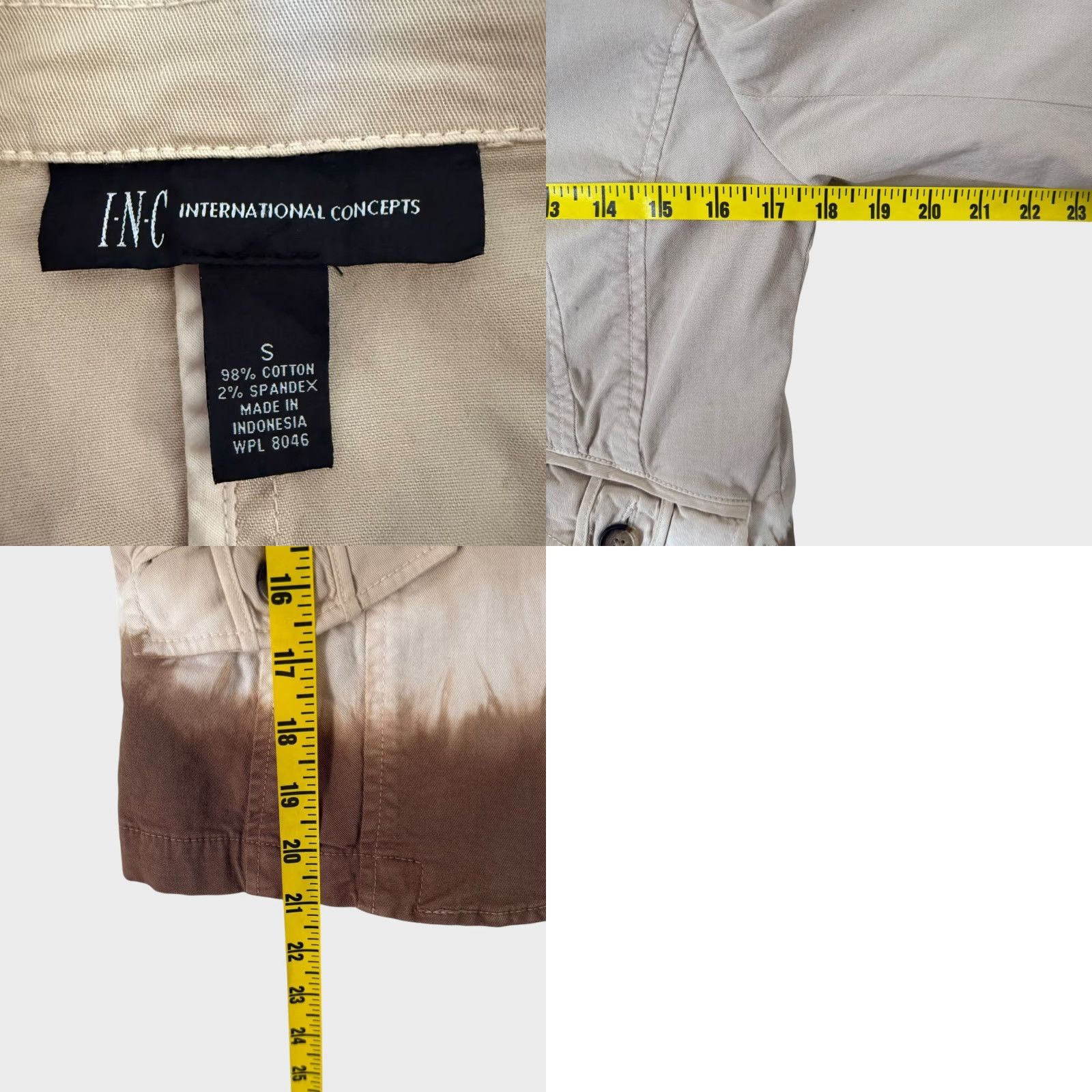 Vintage VINTAGE I.N.C. International Concepts Women's Jacket S Beige Ombre Tie-Dye Cotton Long Sleeve Casual Winter Size S / US 4 / IT 40 - 8 Thumbnail