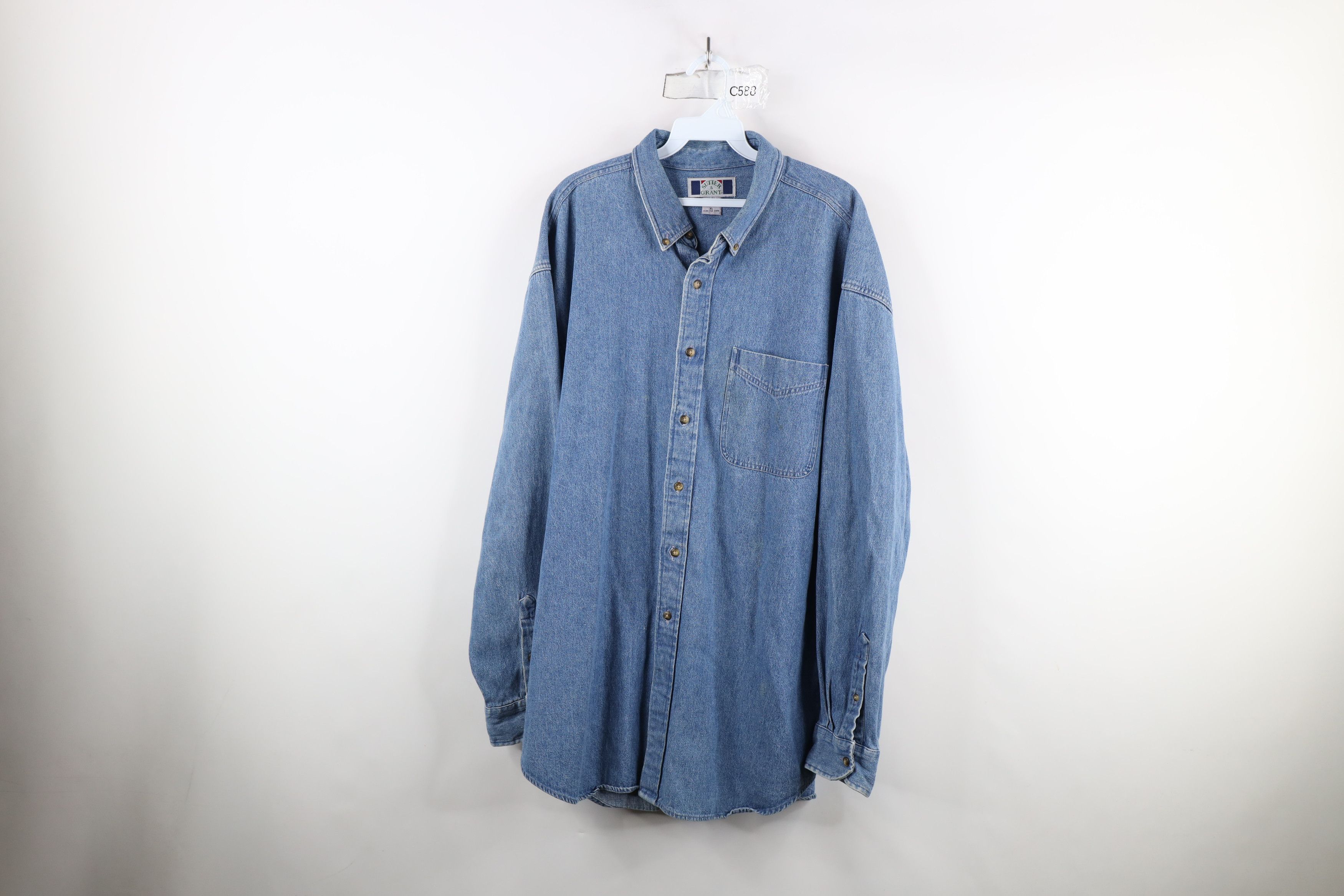 Vintage Vintage 90s Streetwear Heavy Denim Jean Button Down Shirt Size US XL / EU 56 / 4 - 1 Thumbnail