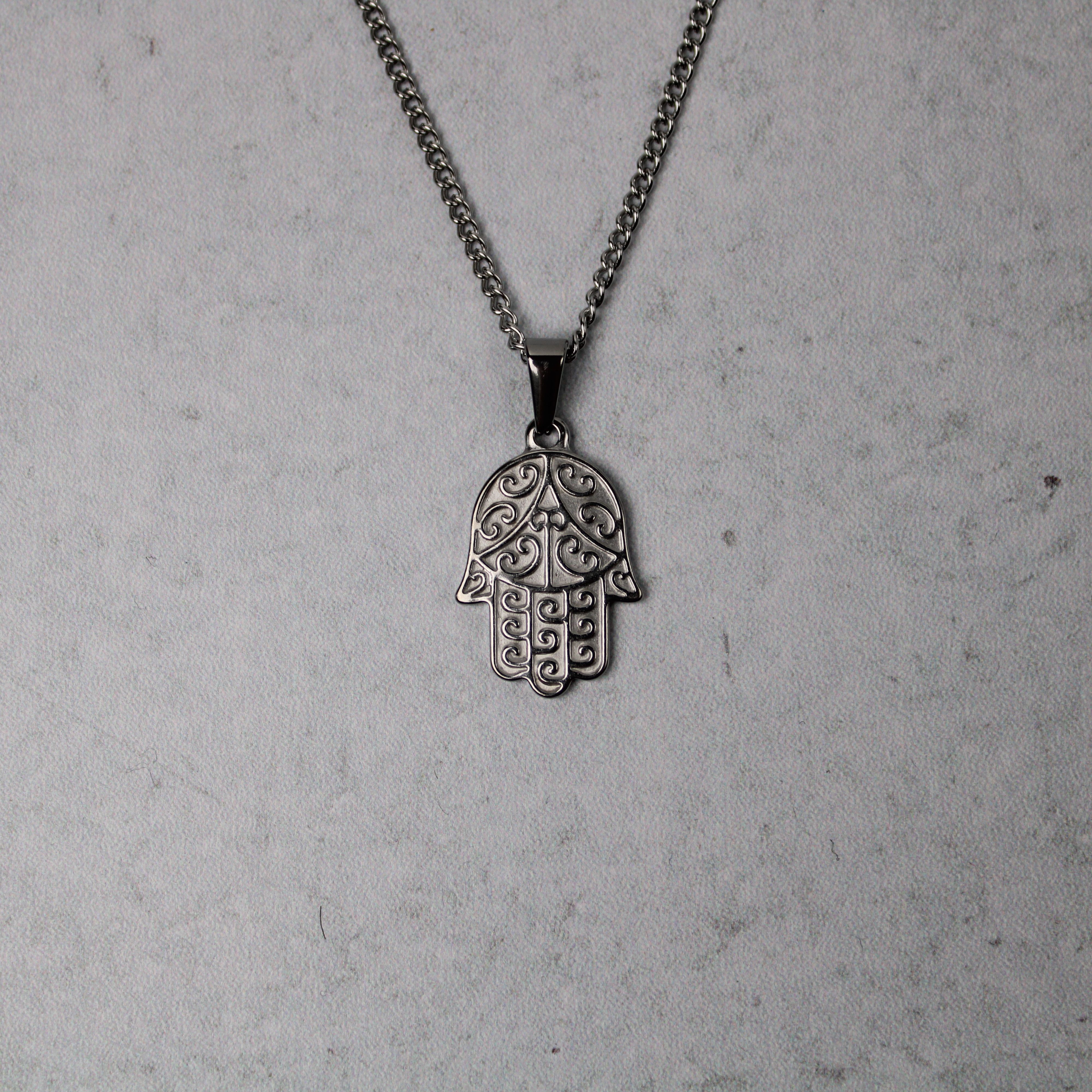 Jewelry Silver Hamsa Pendant Chain Necklace 22 Inch Size ONE SIZE - 2 Thumbnail