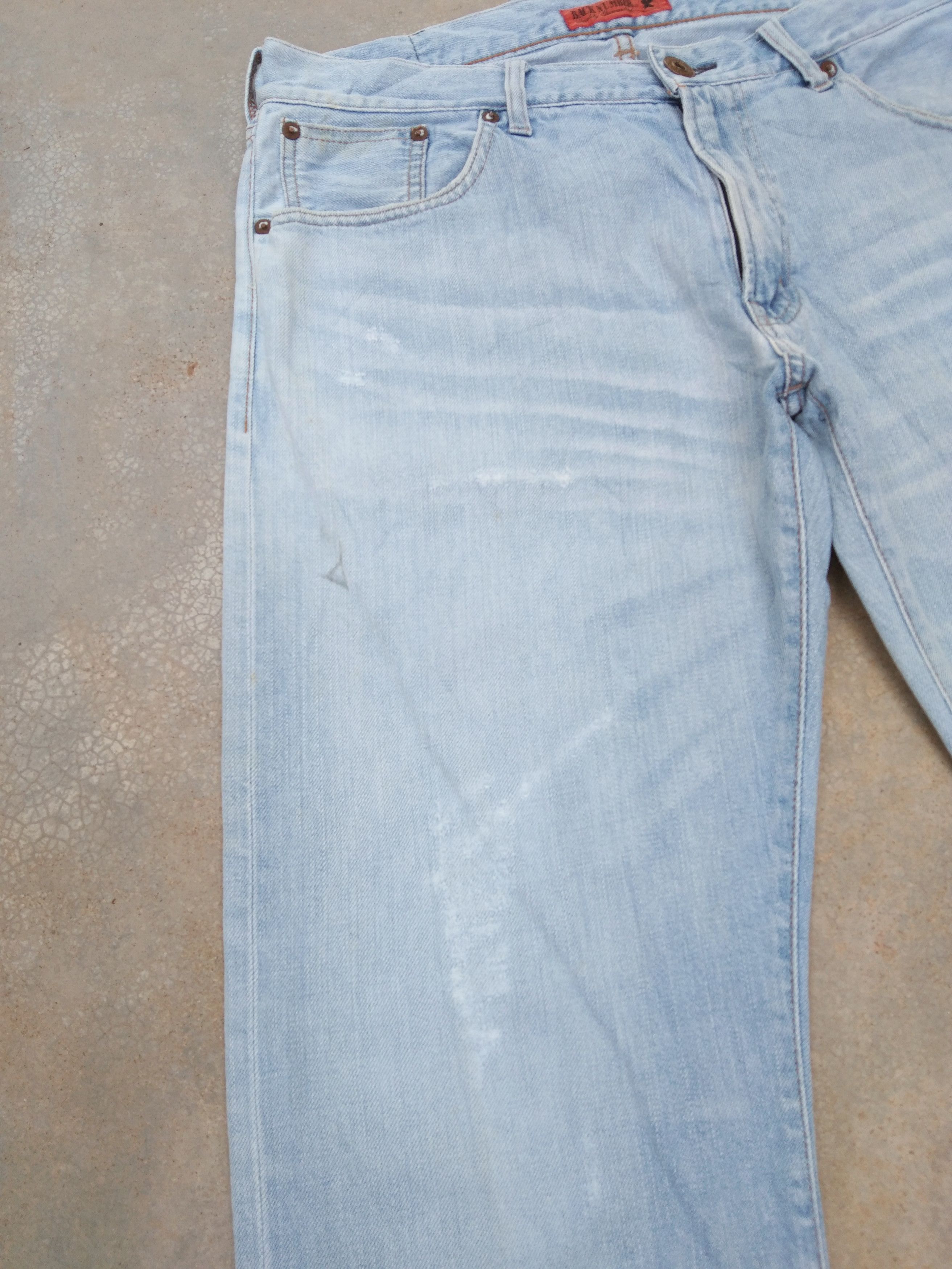 Japanese Brand Vintage Back Number Straight Leg Faded Blue Distressed Jeans Size US 33 - 6 Thumbnail