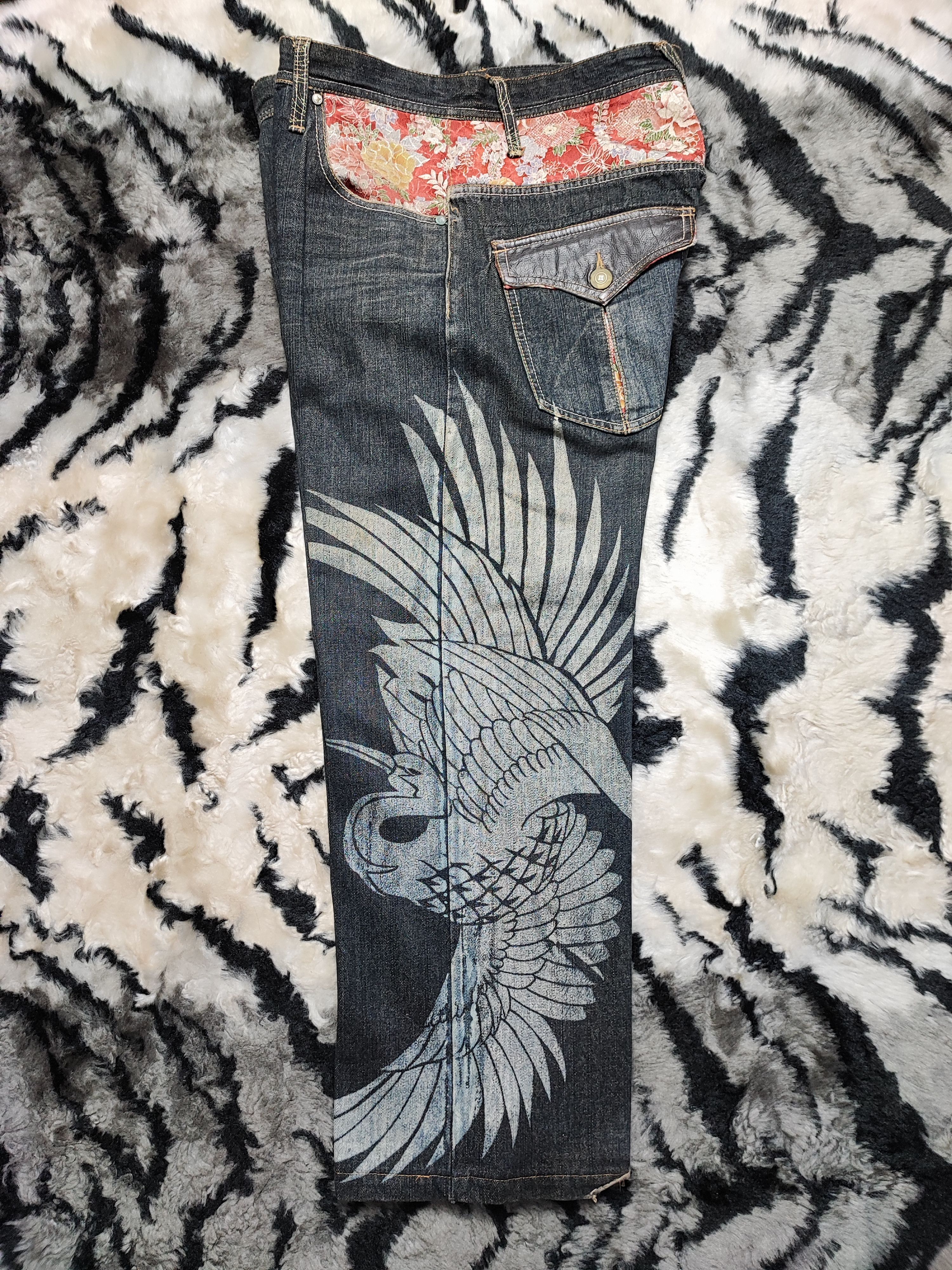Japanese Brand Sukajan Phoenix Jeans Distressed by Gumu 34x28 Size US 34 / EU 50 - 13 Thumbnail