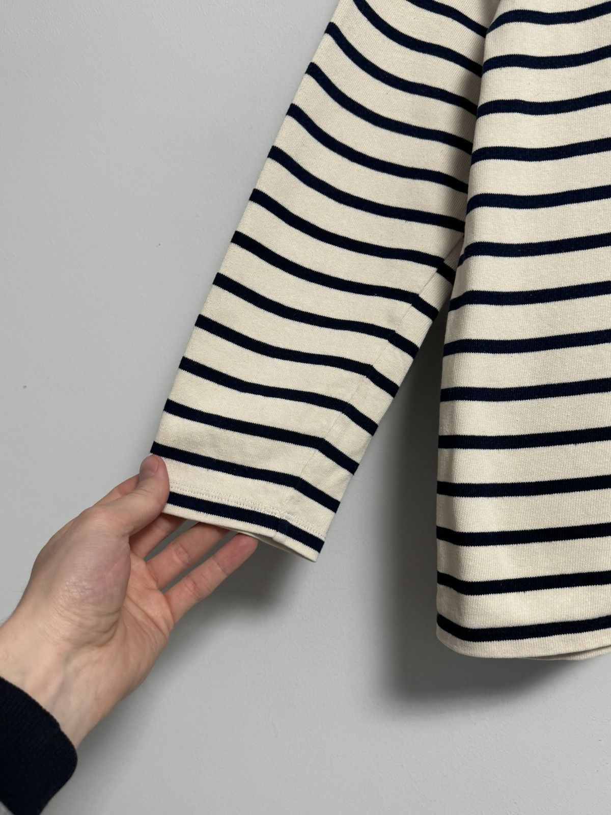 Sezane Sezane Women Long Sleeve Navy Blue Striped Organic T-shirt Size XL / US 12-14 / IT 48-50 - 7 Thumbnail