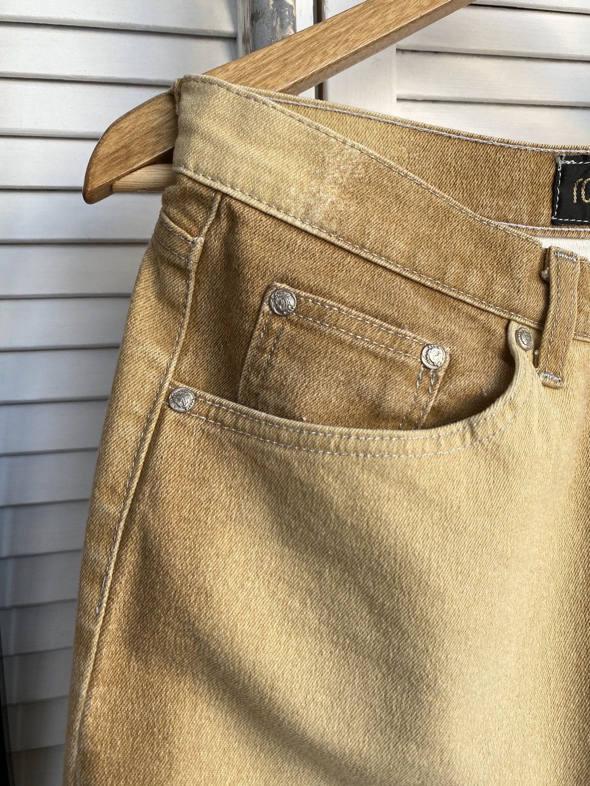 Roberto Cavalli × Vintage Roberto Cavalli Sand Wash Jeans Logo Metal Buttons & Sunset Size 29" - 6 Thumbnail