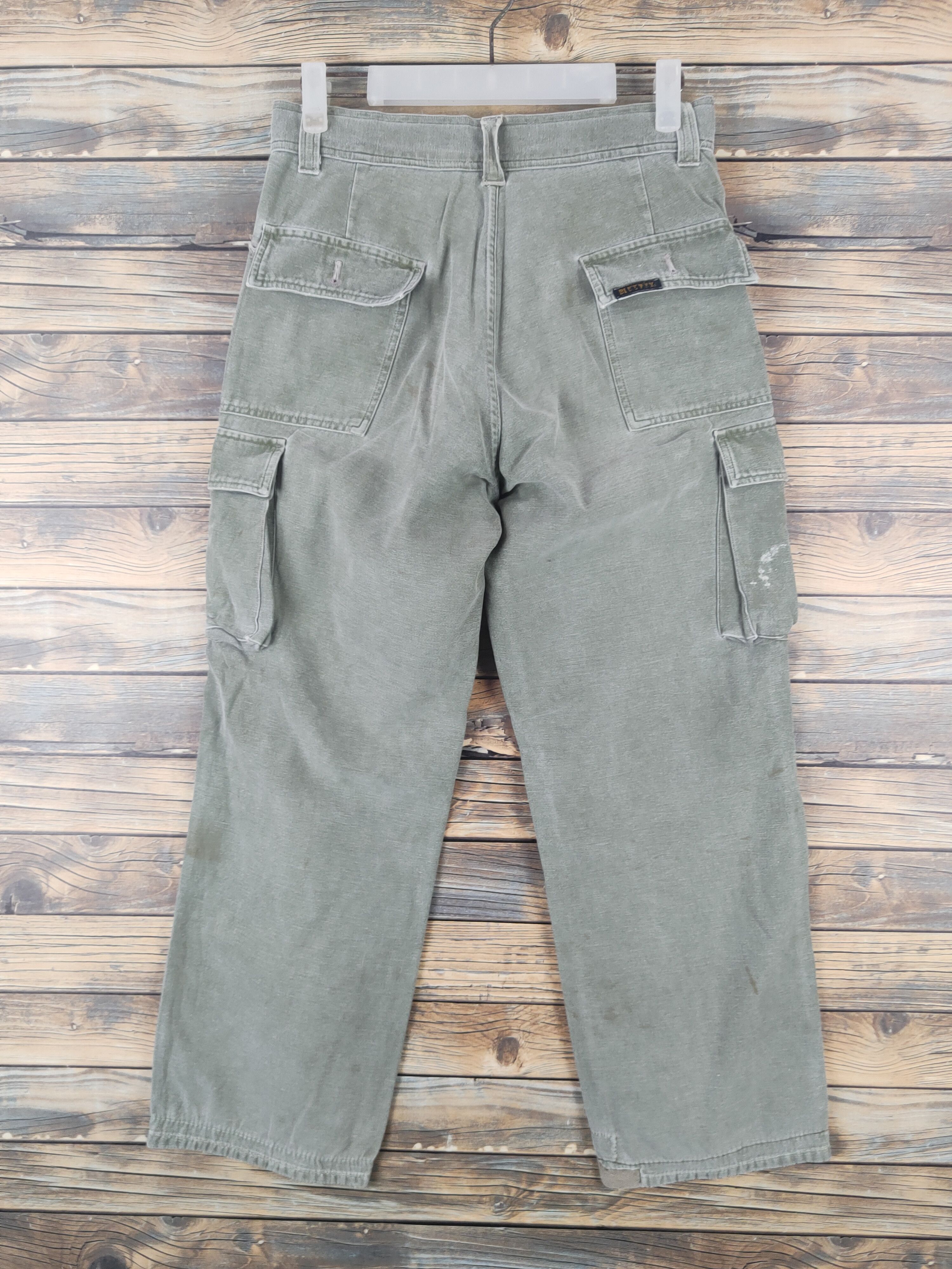 Japanese Brand DL Blue Way Green Faded Multipocket Cargo Pants #46-228T Size US 28 / EU 44 - 8 Thumbnail