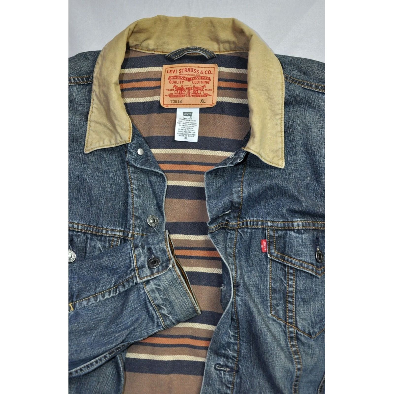 Levi's Levi's Jacket Denim 70518 XL Cotton Lined Vintage? No. 70518 XL Denim Jacket Men Large Blue Outdoor Casual 70518 XL Levi's Jeans Jacket Size US XL / EU 56 / 4 - 7 Thumbnail