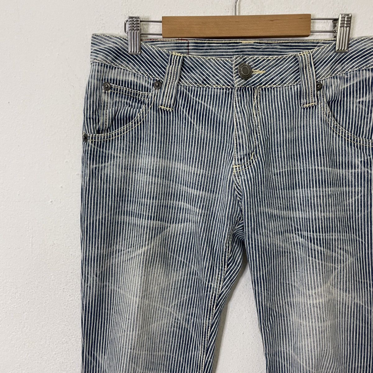 Japanese Brand Vintage Gold Rush Japan Hickory Stripe Pants Size US 33 - 3 Thumbnail