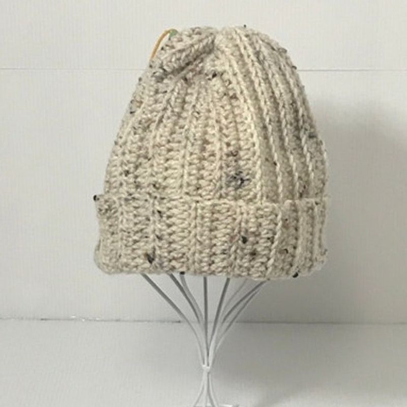 Handmade NWT Beige Brown Handmade Crocheted Beanie by Dawny Size ONE SIZE - 2 Thumbnail