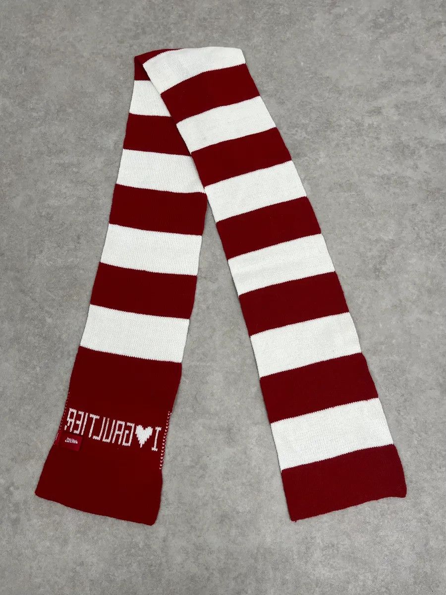 Jean Paul Gaultier Jean Paul Gaultier Red White Striped Wool Scarf Size ONE SIZE - 3 Thumbnail