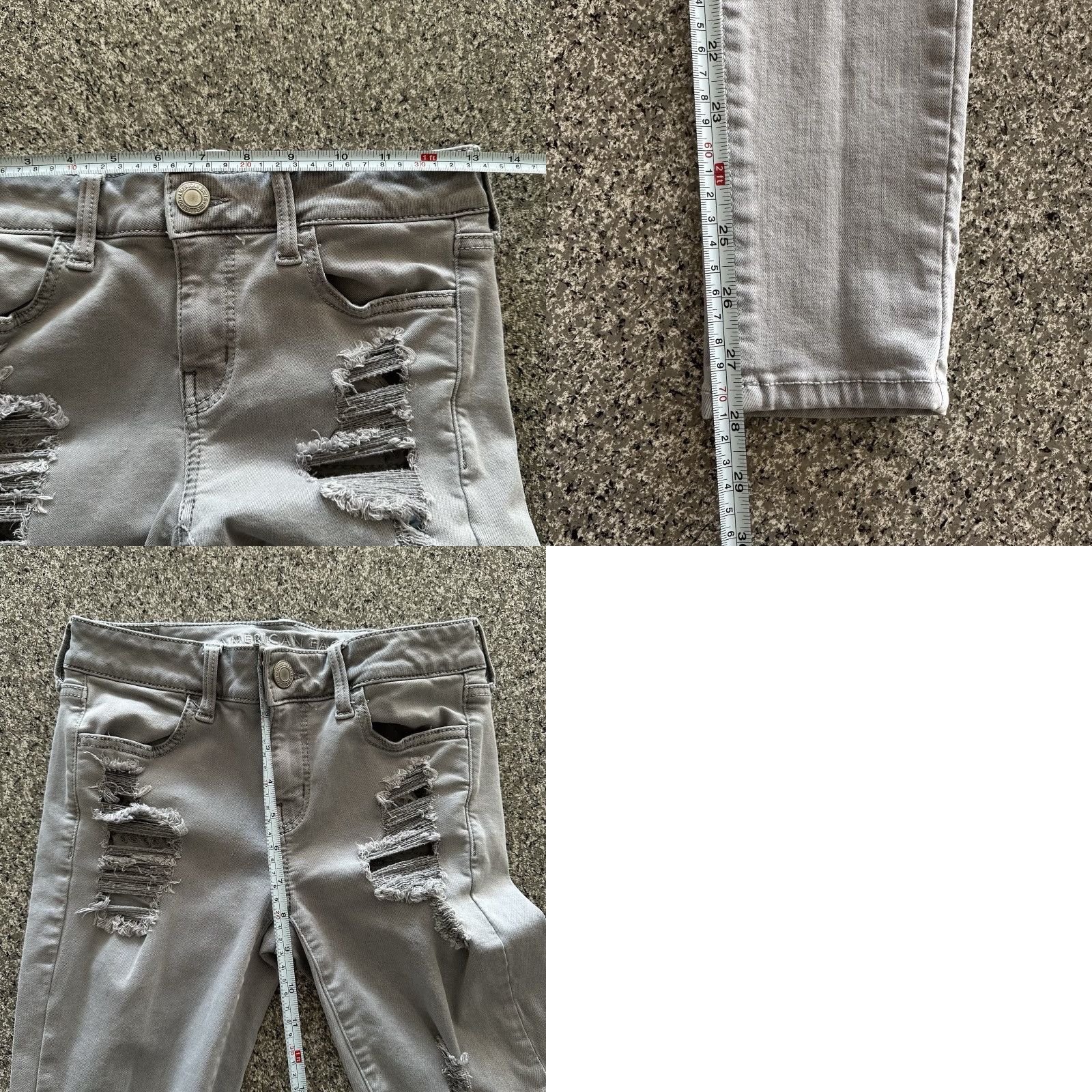 American Eagle Outfitters American Eagle Jeans 4 Reg 26x28 Mid Rise Distressed Jegging Denim 5-Pocket Women 26" Inseam Gray XS-XL Size 26" / US 2 / IT 38 - 8 Thumbnail