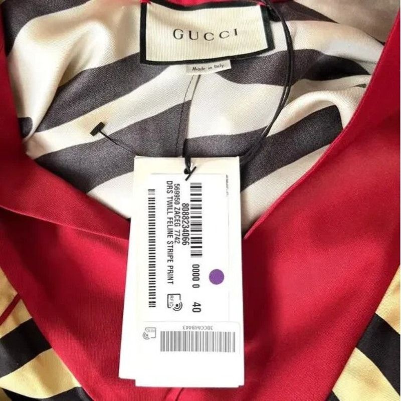 Gucci Gucci Red Striped 100% Silk Loungewear Dress, S/IT40 Size S / US 4 / IT 40 - 12 Thumbnail