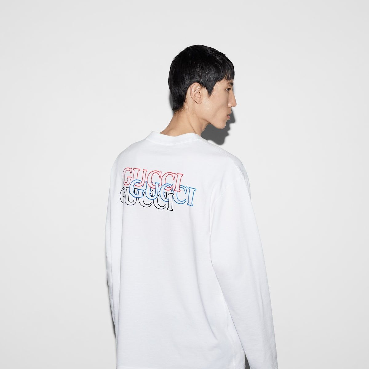 Gucci o1s1wg110925 Cotton Jersey T-Shirt With Gucci Print in White Size US XL / EU 56 / 4 - 4 Thumbnail