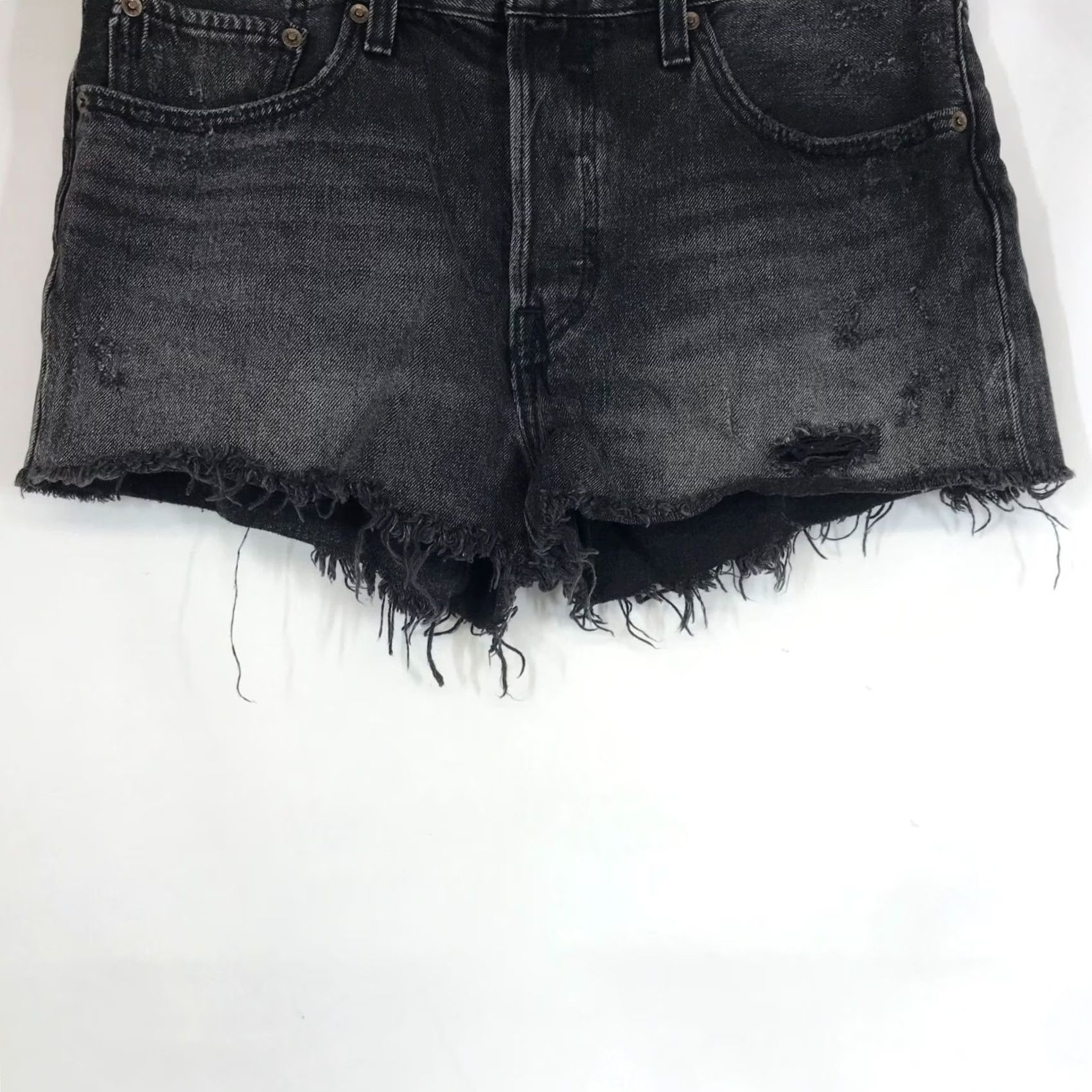 Levi's Levi's Womens 30 Black 501 Button Fly Cut-Off Jean Shorts Size 30" / US 8 / IT 44 - 3 Thumbnail