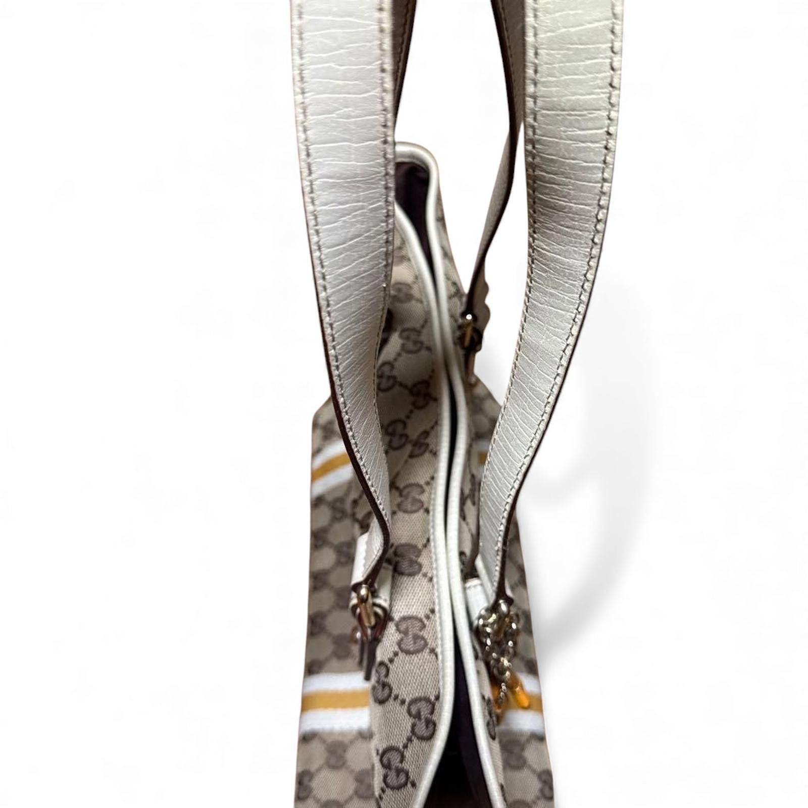 Gucci Gucci - Beige GG Canvas Tote Bag Yellow White Stripes Size ONE SIZE - 6 Thumbnail