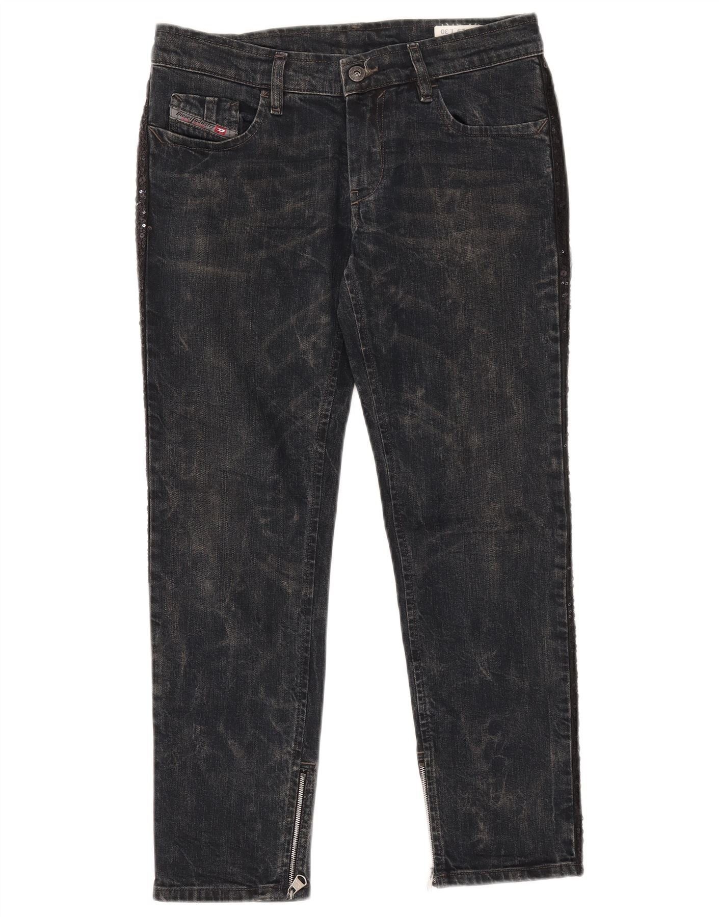 Diesel Womens Zivy Acid Wash Slim Jeans W29 L26 Black Cotton Size 42" / US 20 - 1 Thumbnail