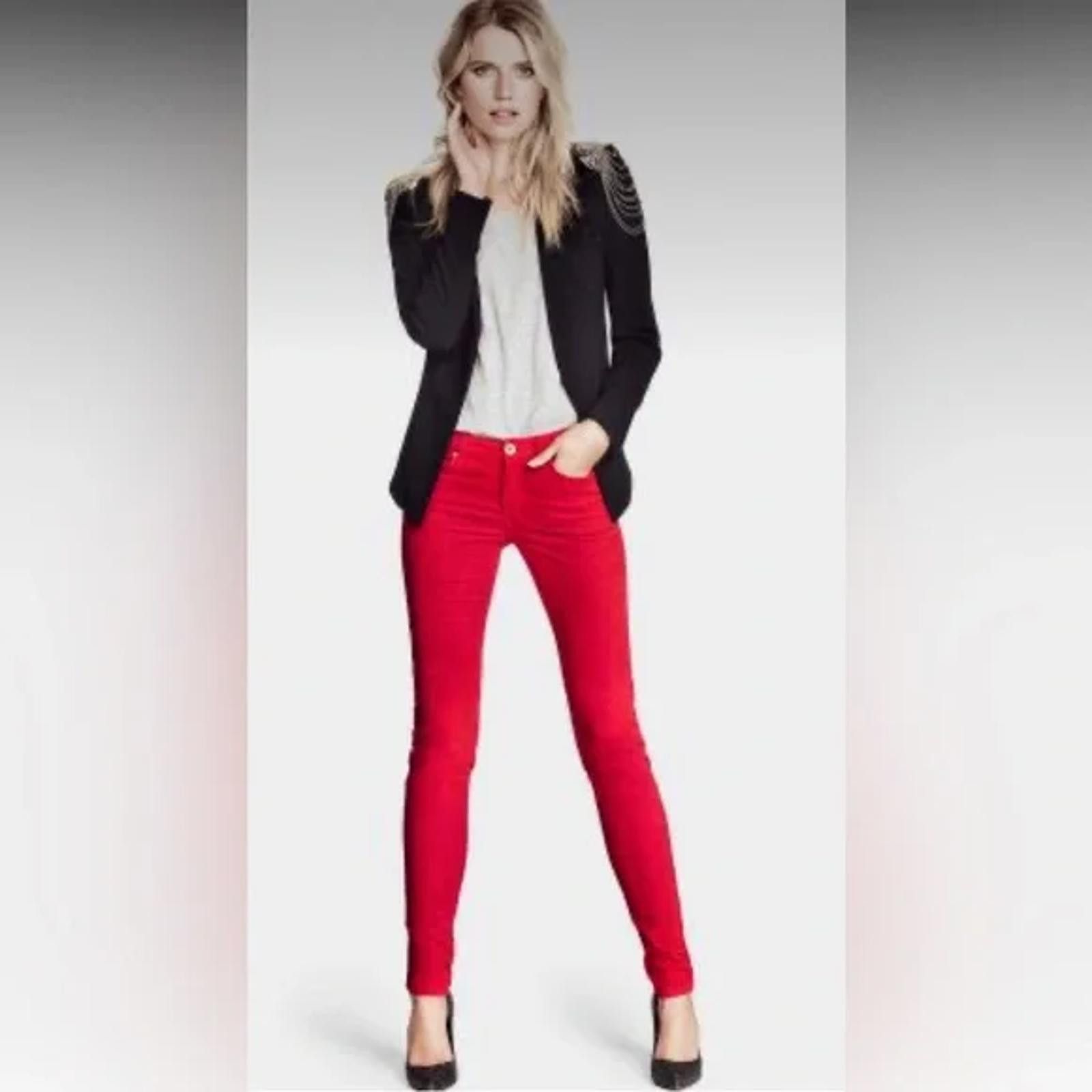 Designer Joe's Jeans Bright Red Denim Skinny Jeans size 27 Size 27" / US 4 / IT 40 - 1 Thumbnail