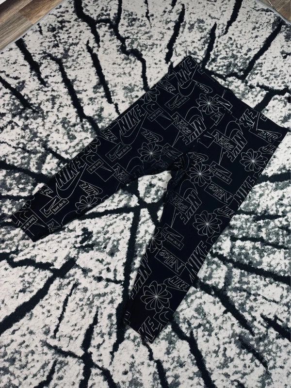 Nike Nike Leggings Black Gray Swoosh Logo XXL Size 38" / US 16 / IT 52 - 2 Thumbnail