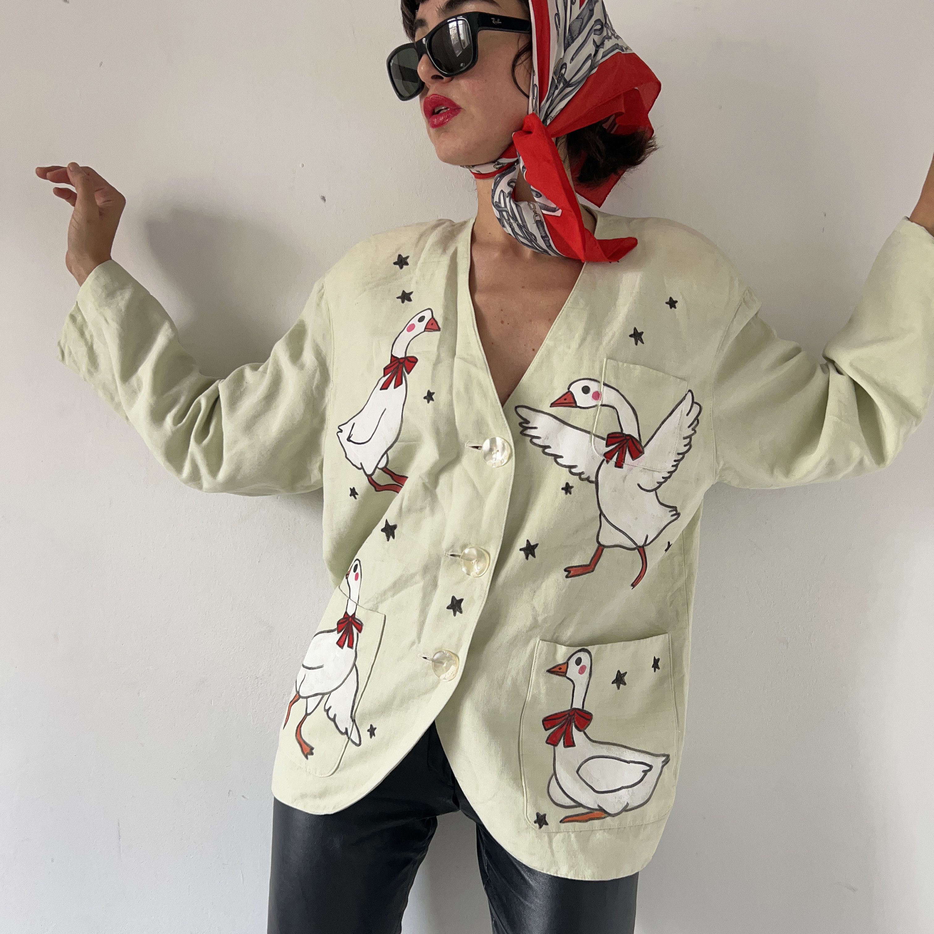 Vintage Silly goose custom made cottagecore green jacket Size L / US 10 / IT 46 - 7 Thumbnail