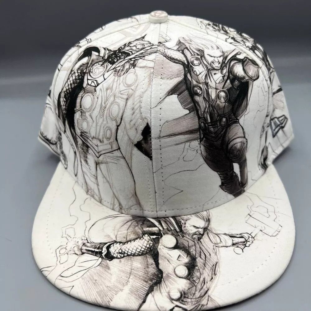 New Era Thor The Mighty Avengers Marvel Hat 7 3/8 White Fitted Cap Size ONE SIZE - 1 Thumbnail