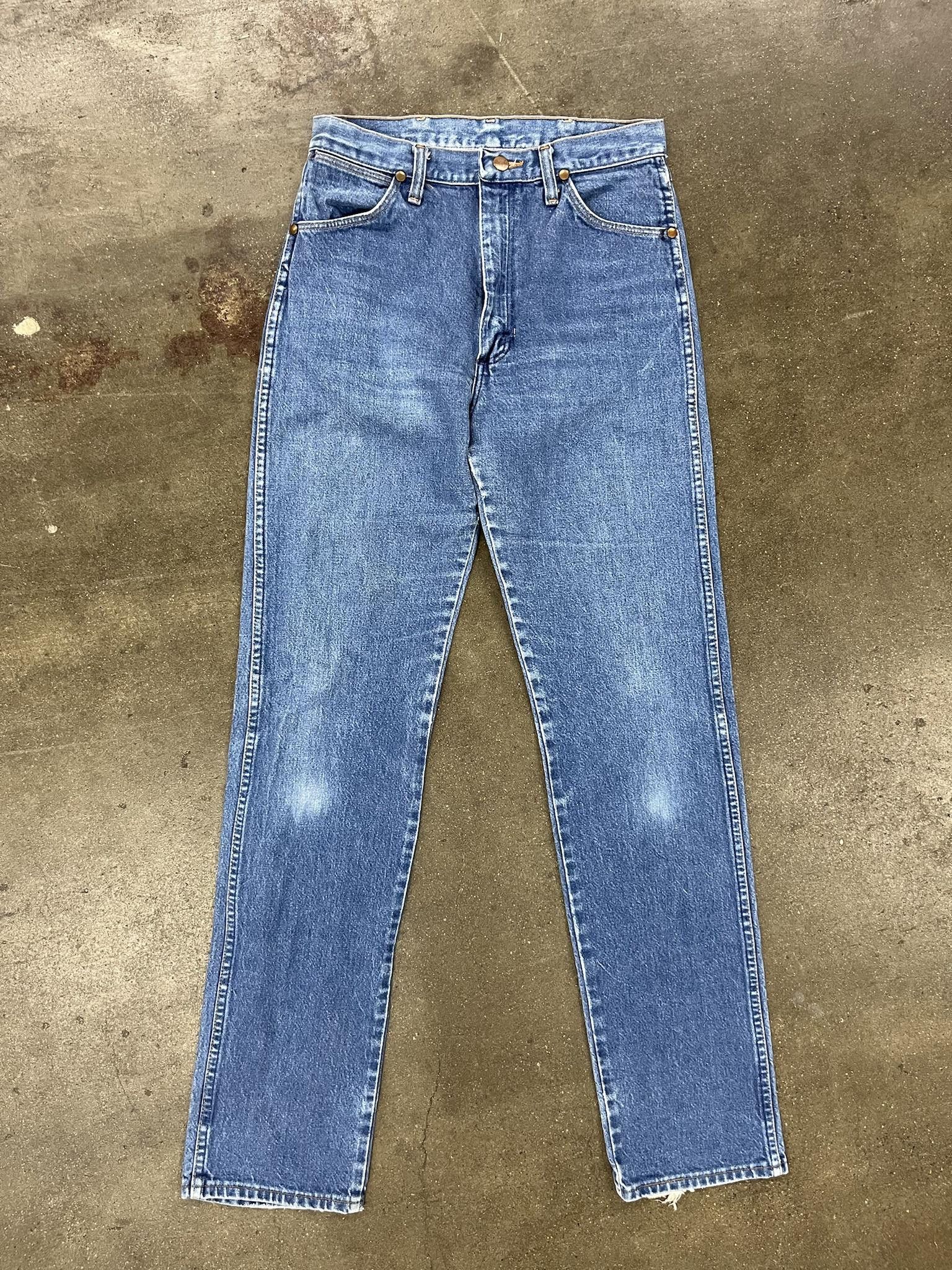 image of Vintage x Wrangler 1990's Wrangler Slim Fit Blue Jeans With Heel Bite 31 X 36, Men's