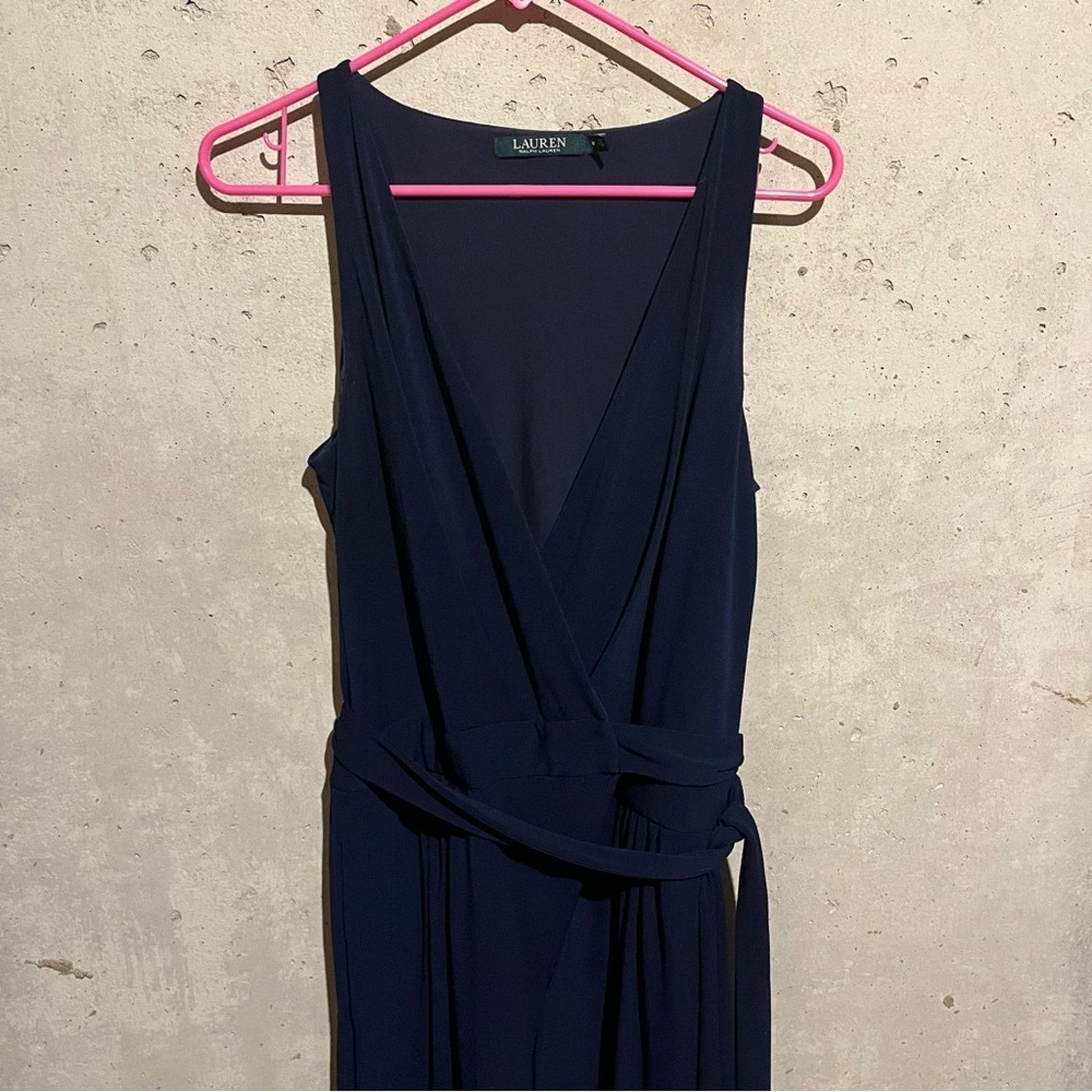 Lauren Ralph Lauren Ralph Lauren Navy Sleeveless Belted Jumpsuit Stretch Size M Size 28" / US 6 / IT 42 - 2 Thumbnail