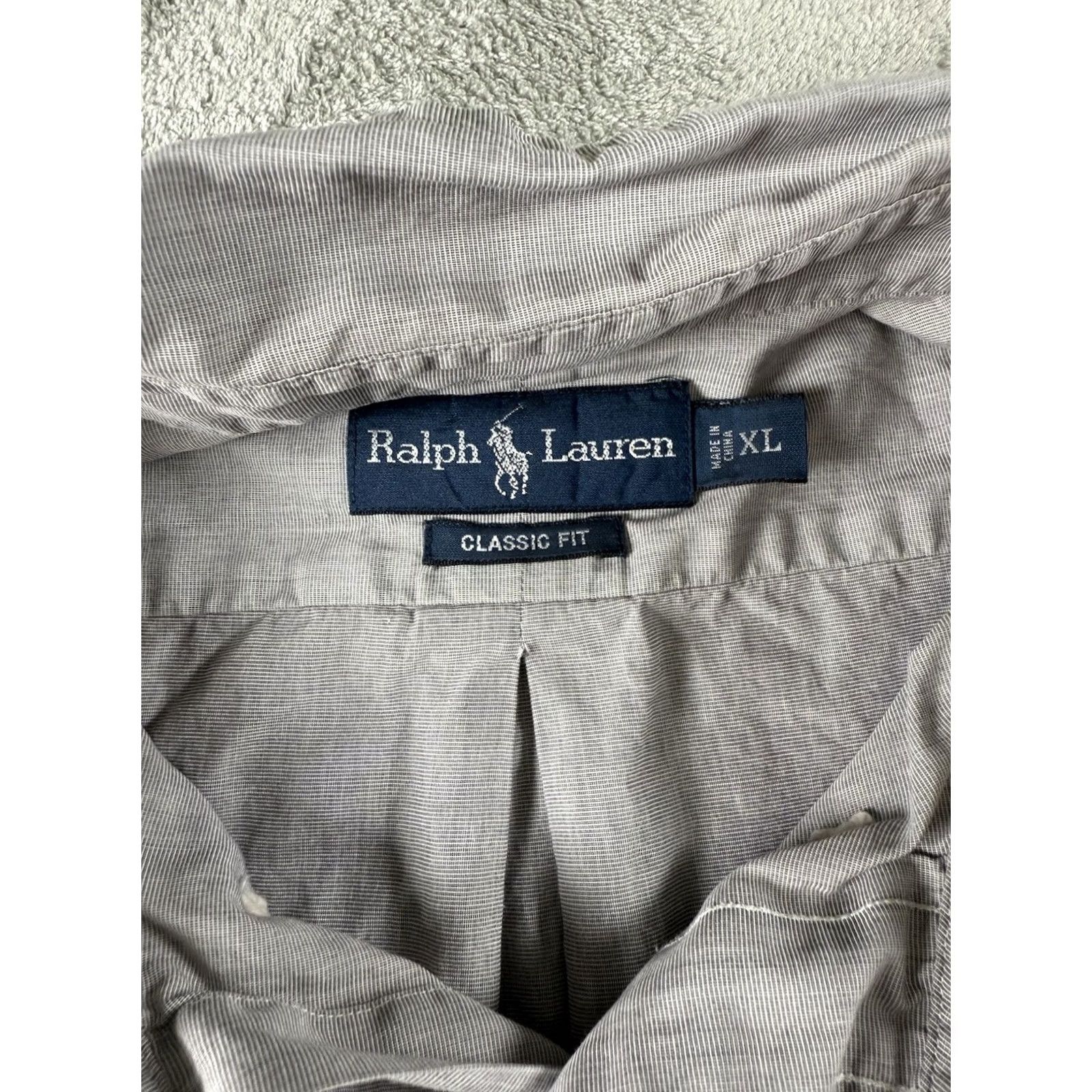 Ralph Lauren Ralph Lauren Mens XL Gray Button Down Shirt Classic Purple Pony Preppy Minimalist Size 46R - 3 Thumbnail
