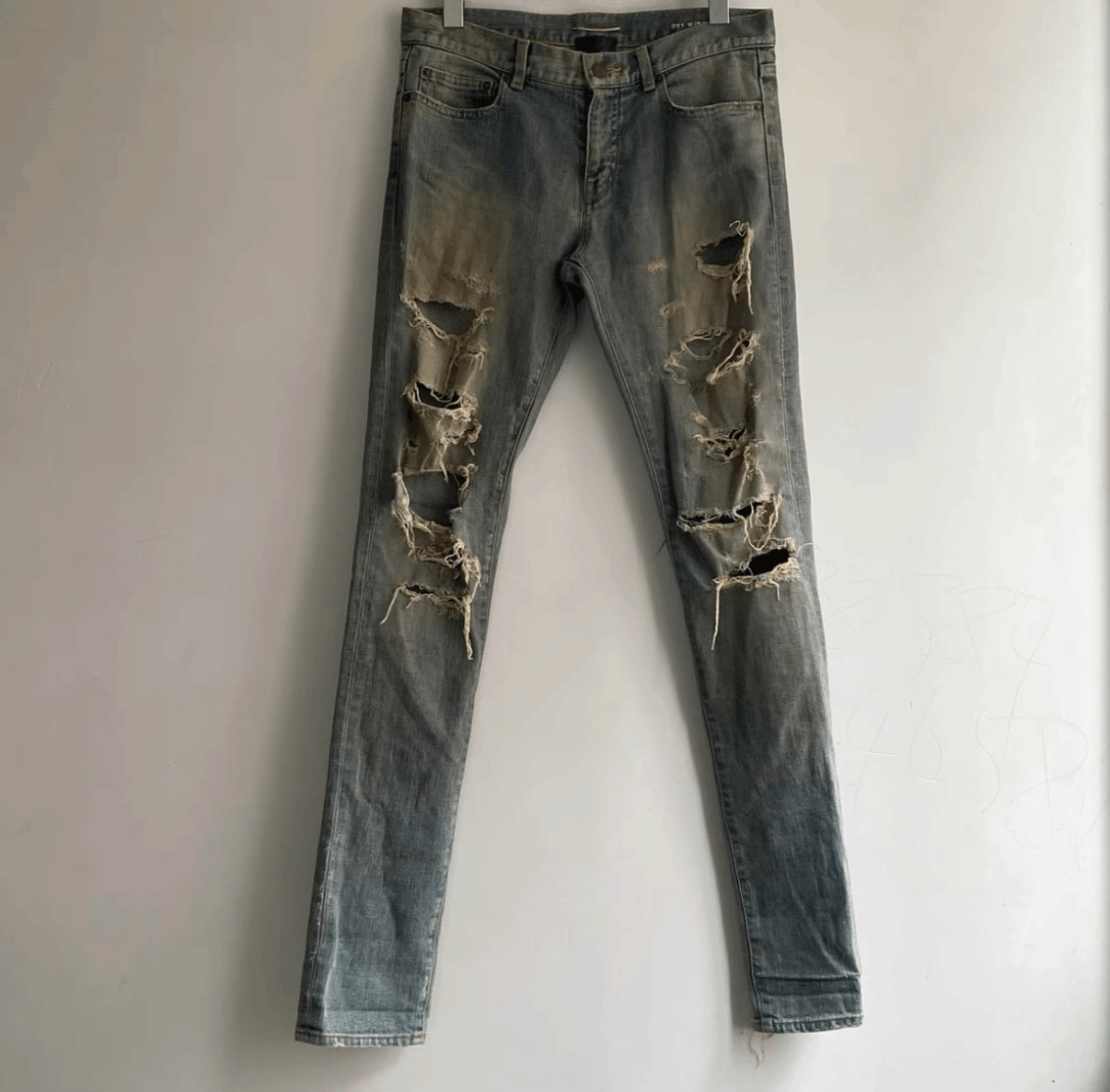 Saint Laurent Paris Saint Laurent Distressed Gray Denim Jeans Size US 29 - 1 Thumbnail