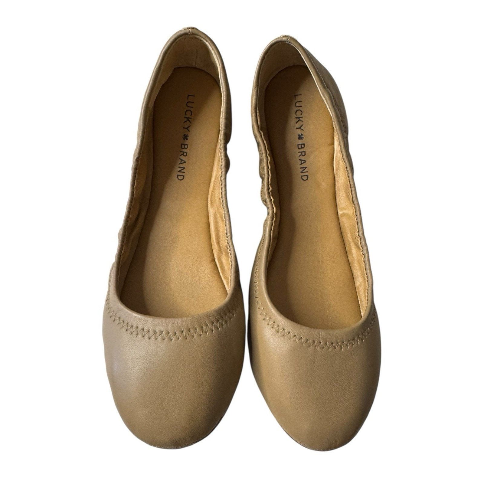 Lucky Brand Lucky Brand NEW Emmie Women's Beige Tan Leather Ballet Flats Size US 7 / IT 37 - 2 Thumbnail