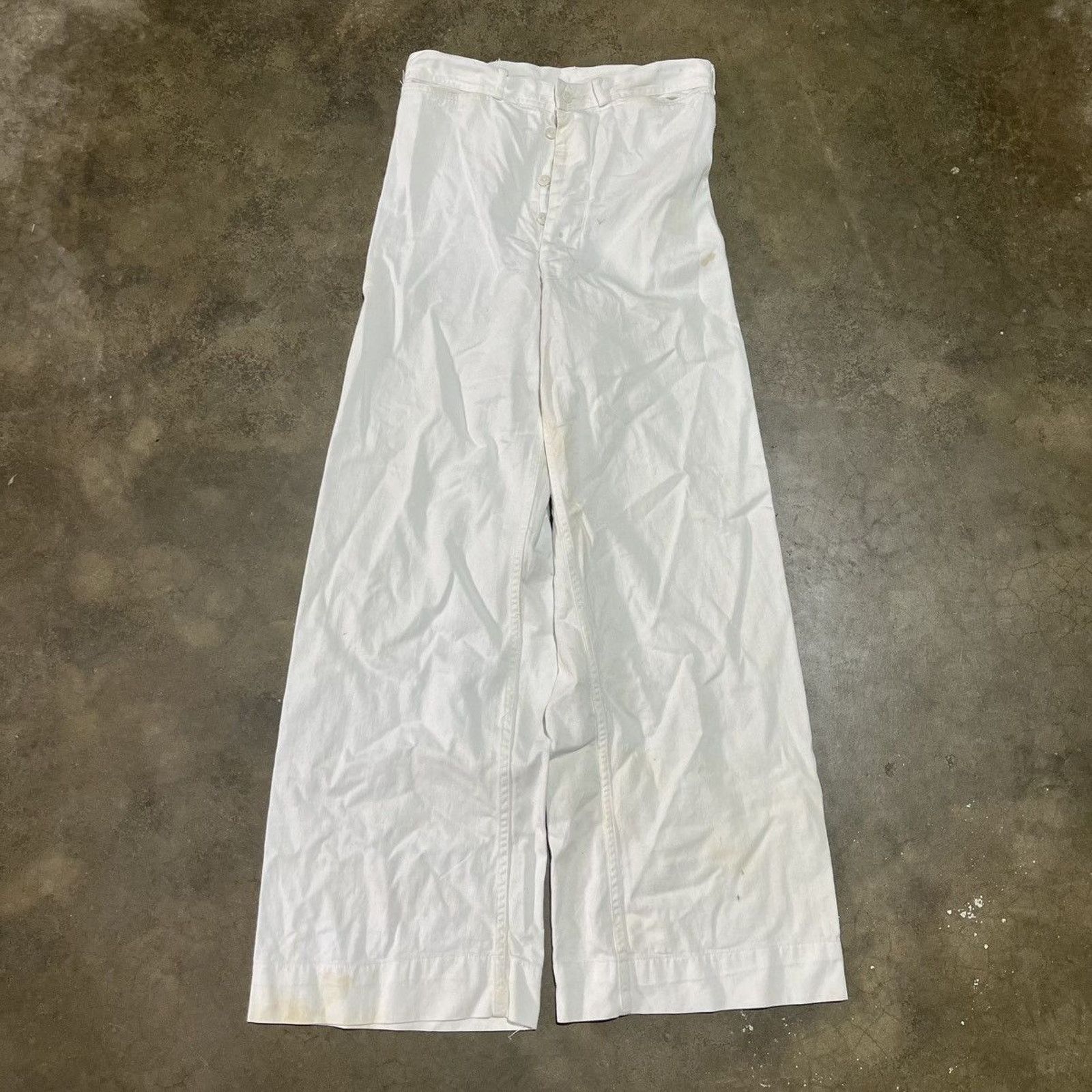 Vintage WW2 White US Navy Flared Bell Bottom Pants 28x28