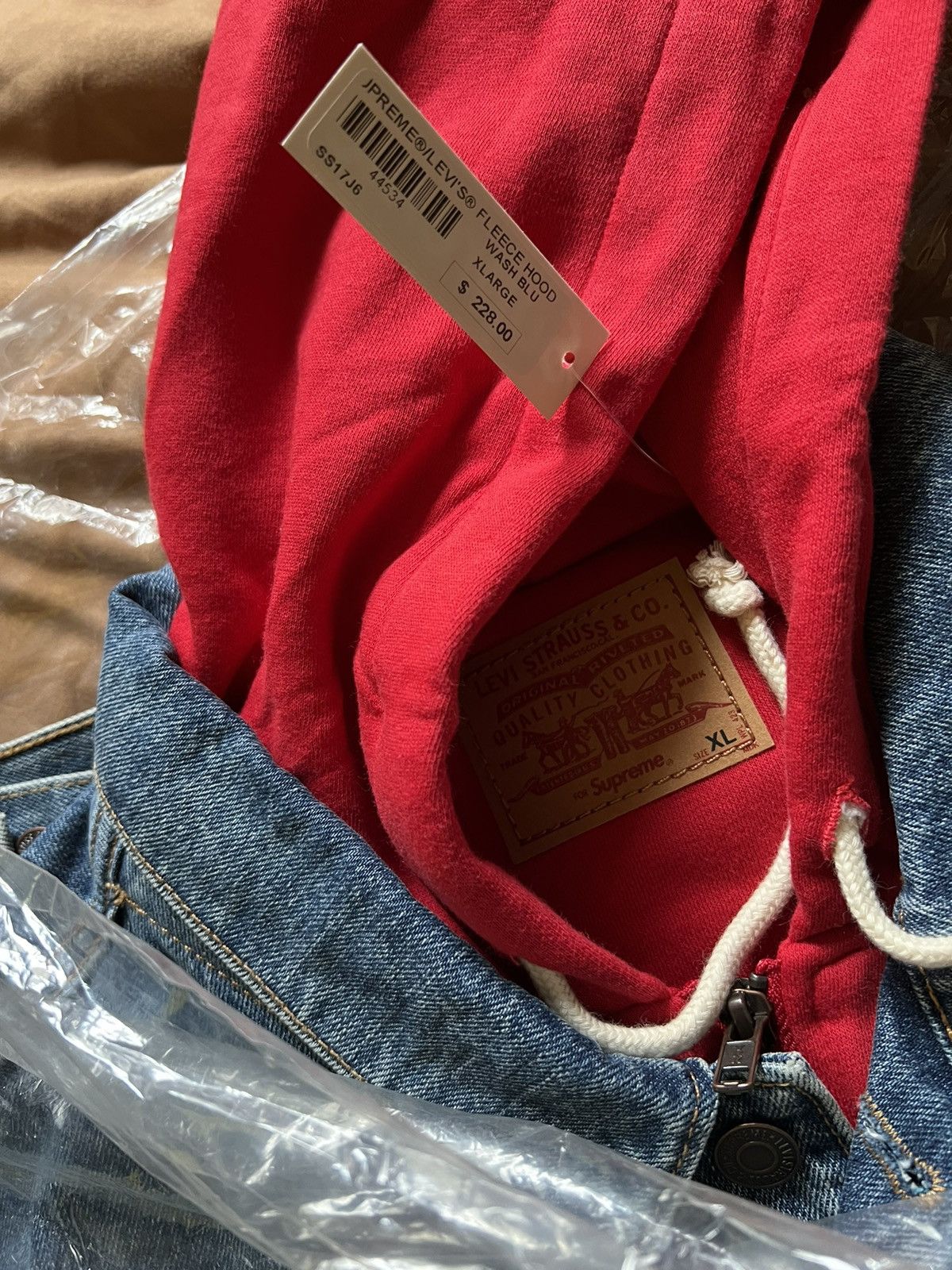 Levi's × Supreme Supreme Levi's Fleece Hooded Trucker Jacket Blue Size US XL / EU 56 / 4 - 5 Thumbnail