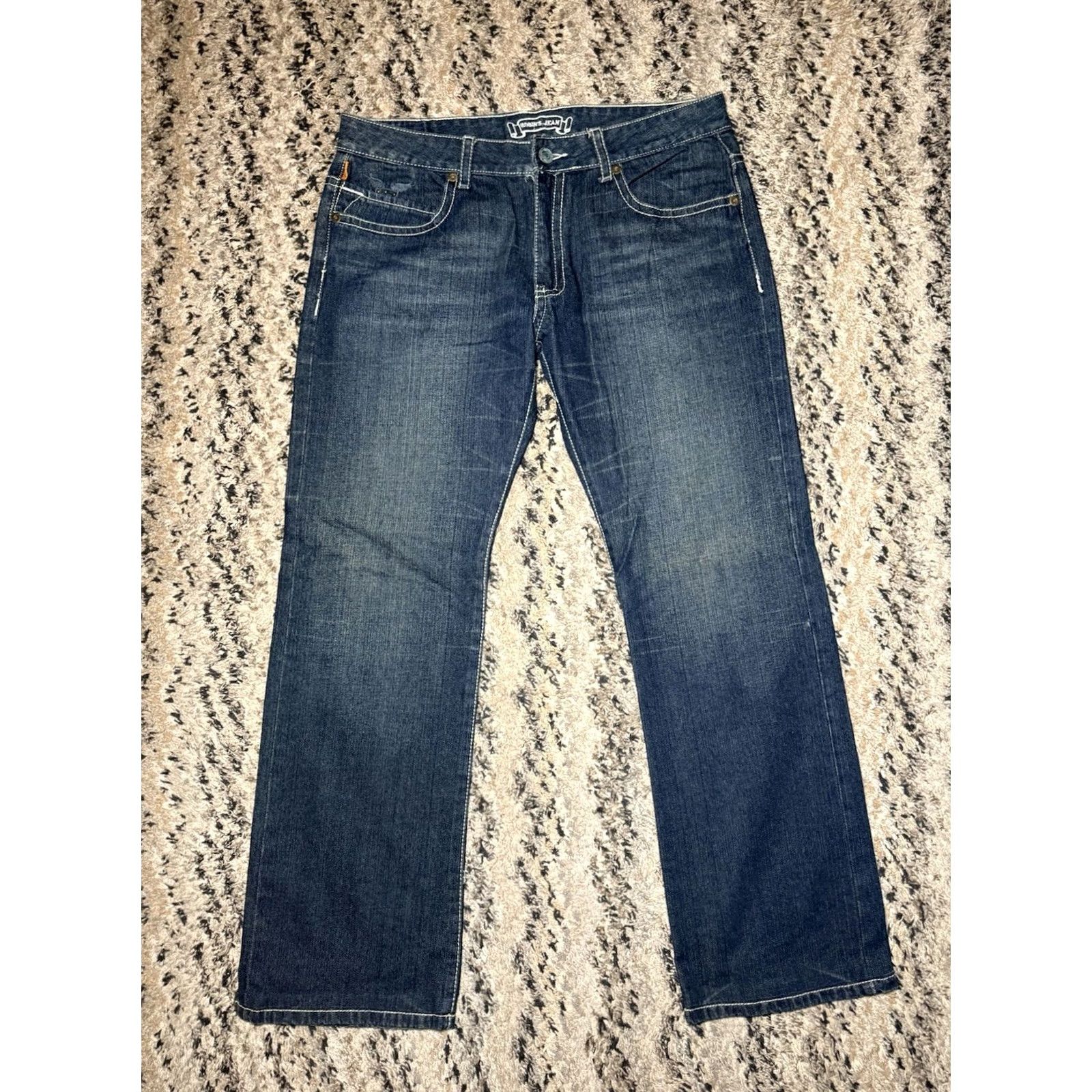 Vintage VINTAGE Robin’s Jeans Jeans Mens 34x32 5-Pocket Straight Crocodile Pocket Stud Iron Cross Y2K RARE Blue Denim Size US 34 / EU 50 - 4 Thumbnail