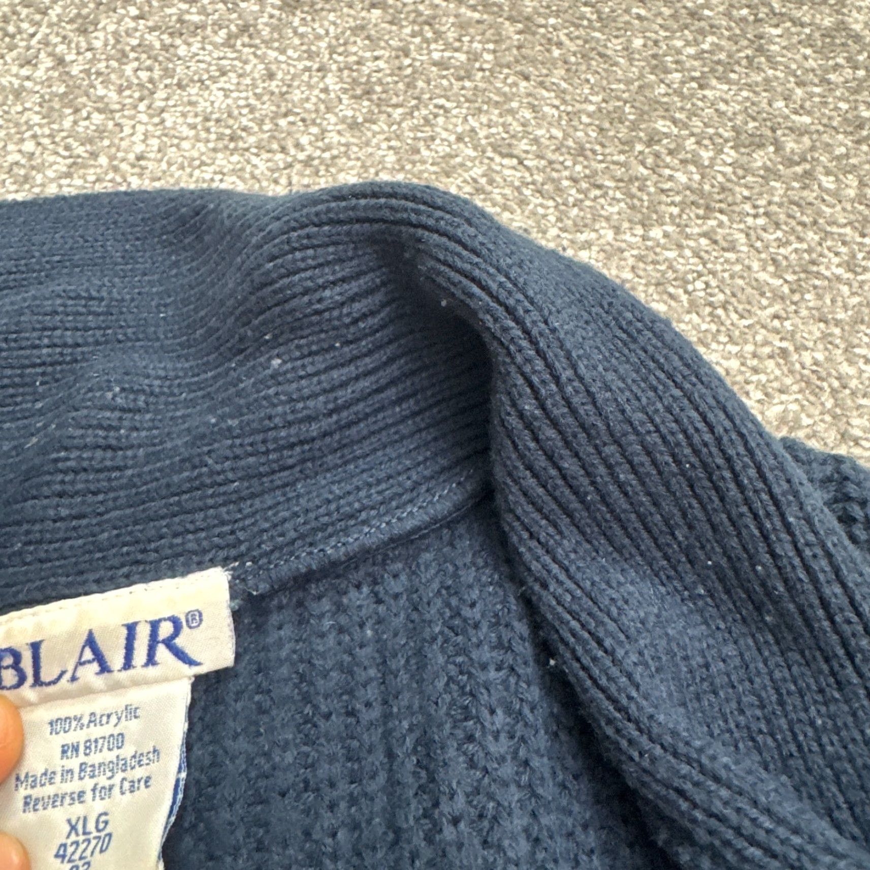 Blair Blair Cardigan Sweater Women XL Blue Knit V-Neck Long Sleeve Waffle-Knit Button Up Autumn, Winter, Fall Classic 90s Y2K Vintage Style Mens? Size XL / US 12-14 / IT 48-50 - 7 Thumbnail