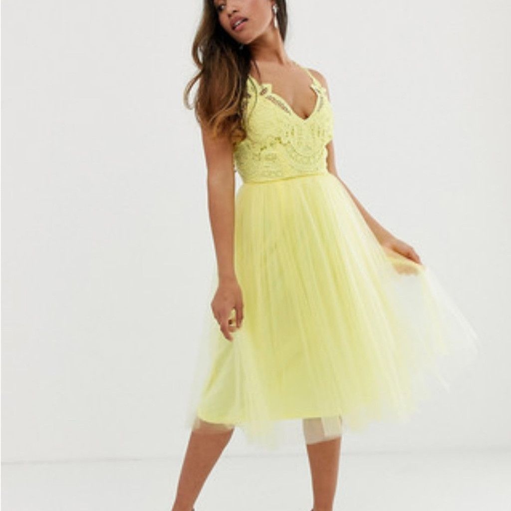 Asos ASOS Yellow Sweetheart Neck Sundress Midi Size M / US 6-8 / IT 42-44 - 12 Thumbnail