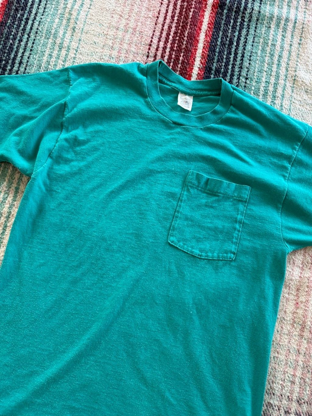 Fruit Of The Loom 90s Fruit of the Loom Teal Selvedge Pocket Tee L Size US L / EU 52-54 / 3 - 2 Thumbnail