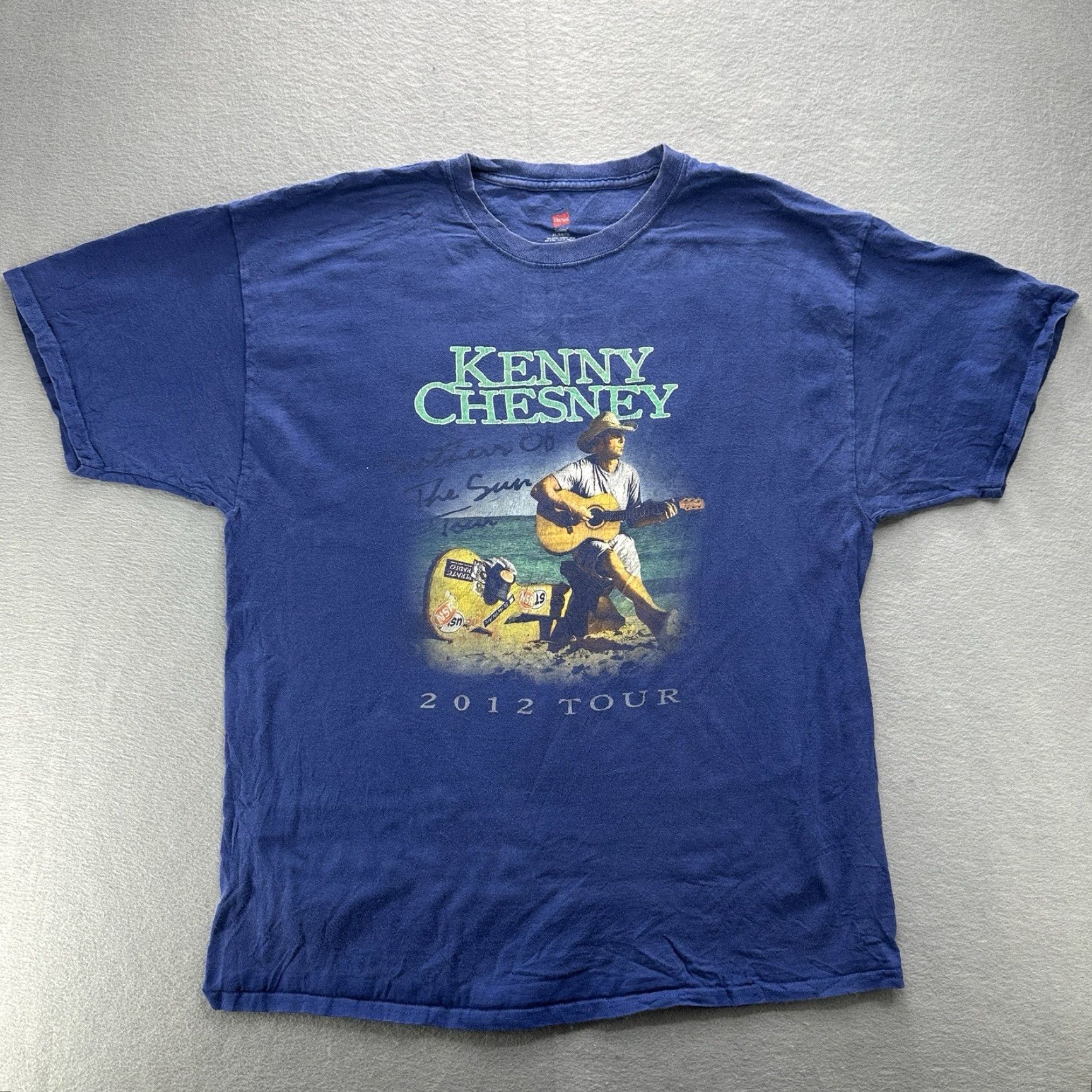 Hanes Kenny Chesney 2012 Brothers Of The Sun Tour T Shirt Adult XL Blue Mens Western T-Shirt Mens XL Blue Western Size US XL / EU 56 / 4 - 3 Thumbnail