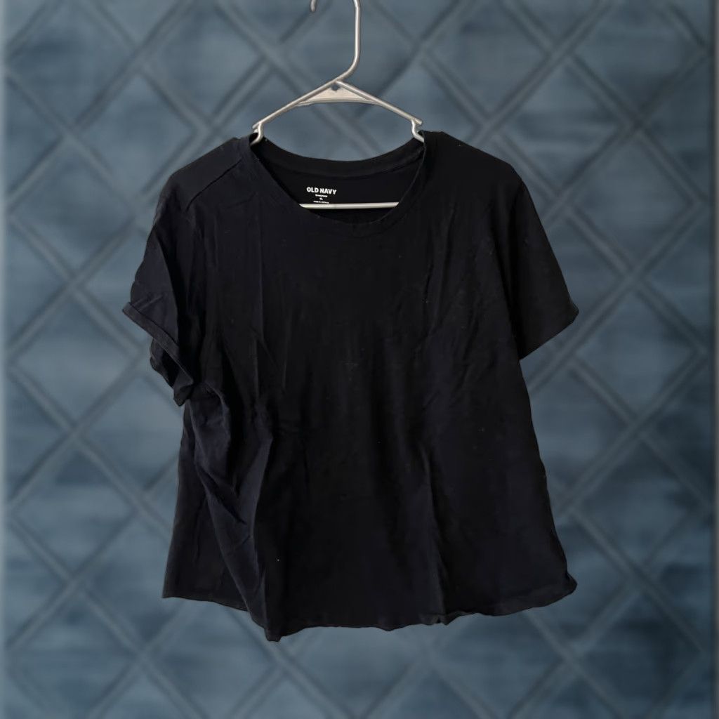 Old Navy Old Navy Shirt Womens Solid Black Cotton Round Neck Short Sleeve XL Size XL / US 12-14 / IT 48-50 - 1 Thumbnail