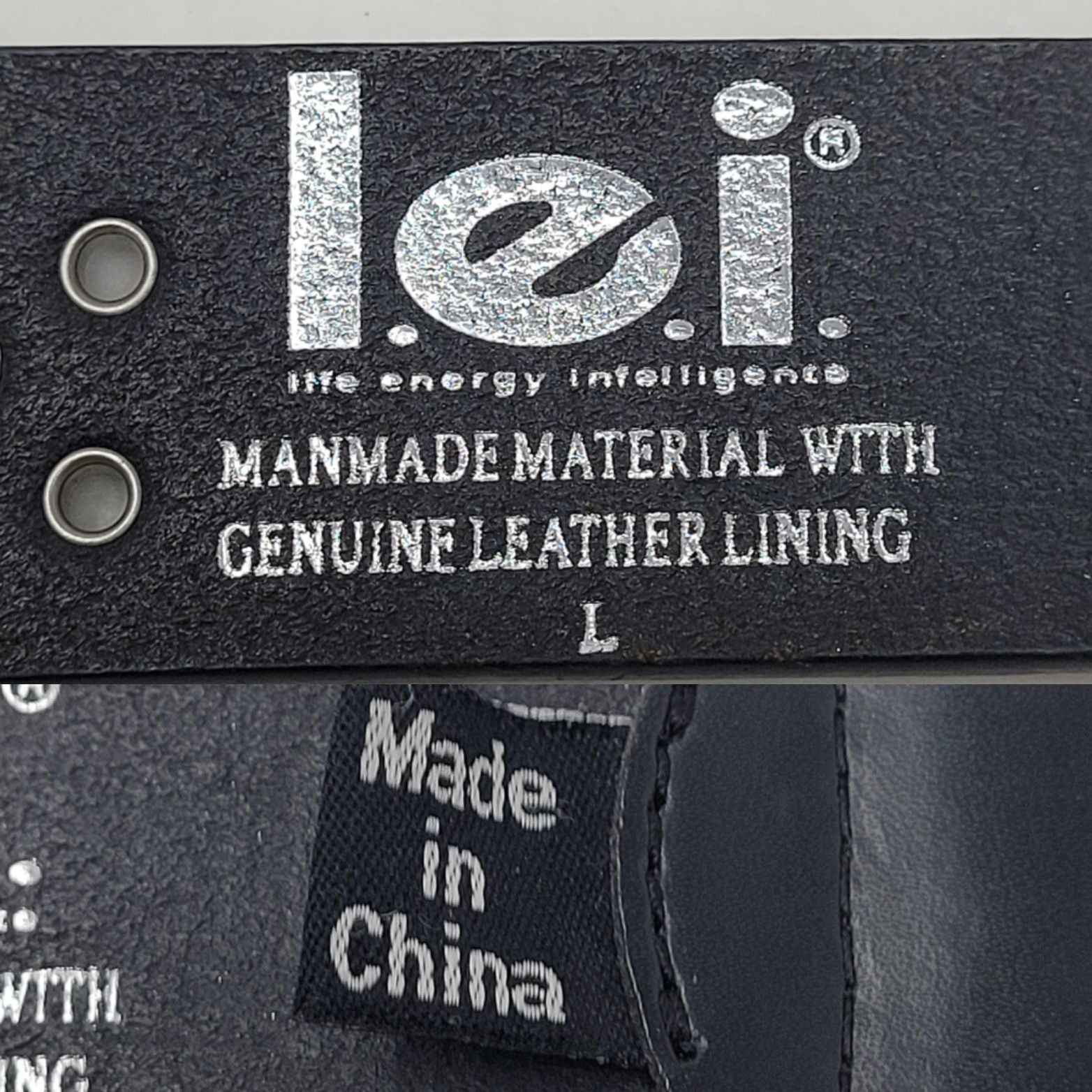 L.E.I. L.E.I. Black Double Grommet Belt Sz L Leather Lined Studded Size ONE SIZE - 3 Thumbnail