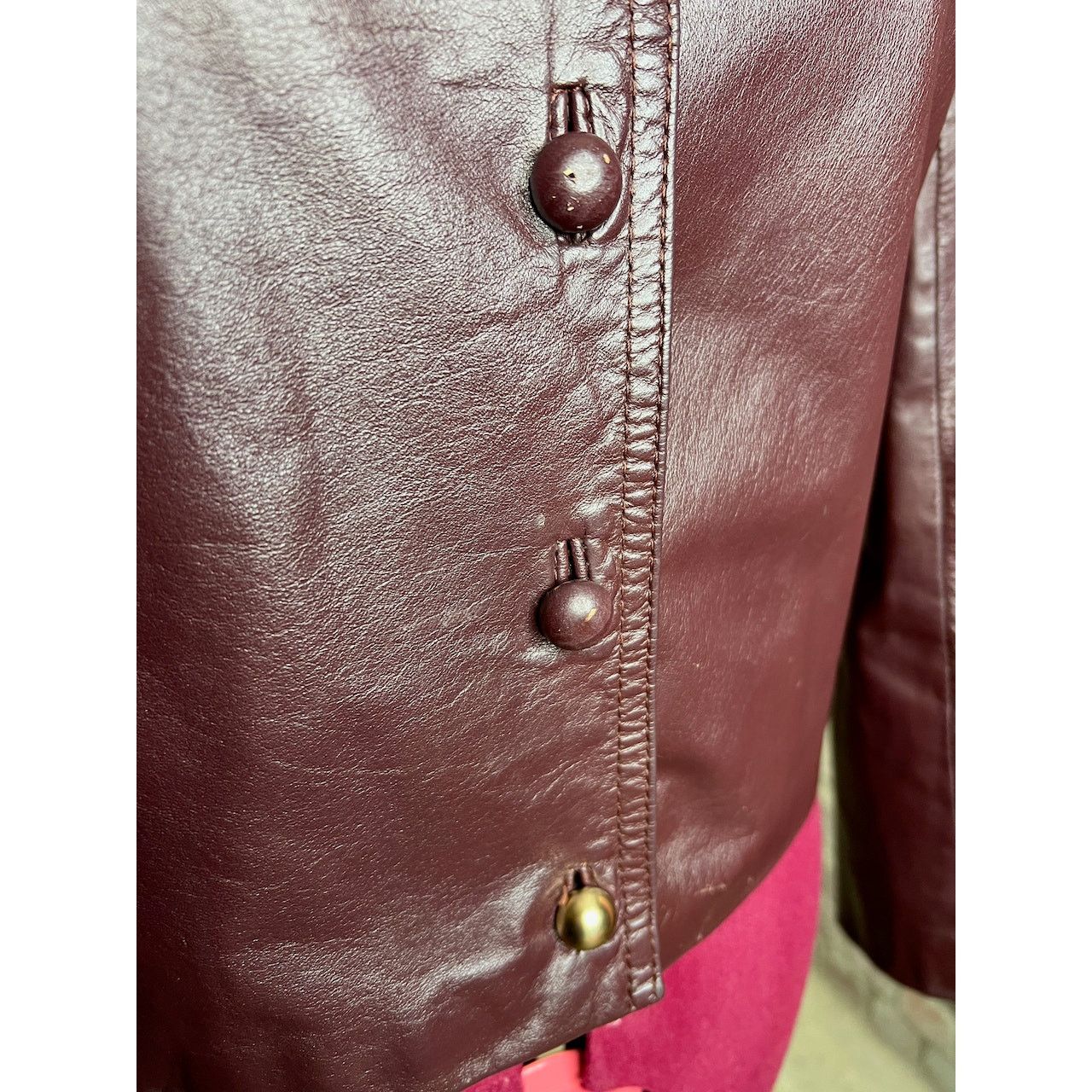 High Sierra leather Jacket OXBLOOD red burgundy wine cropped puff sleeve Size XL / US 12-14 / IT 48-50 - 6 Thumbnail