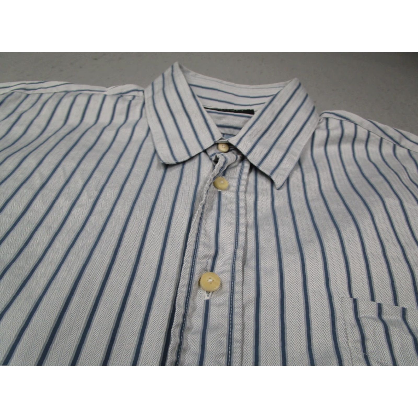 Canali CANALI Dress Shirt Men XL Blue Striped Button Up Long Sleeve Made in Italy Size 46R - 2 Thumbnail